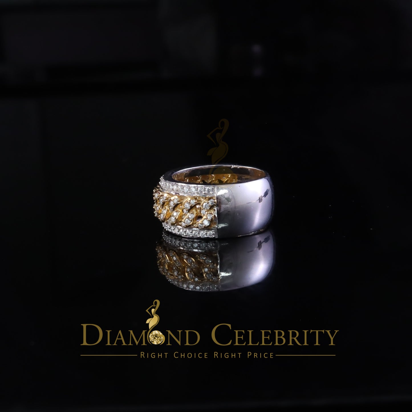 DiamondCelebritees 1.50ct Cuban Band 925 Silver For Men's & Women's Moissanite White Ring Size 8