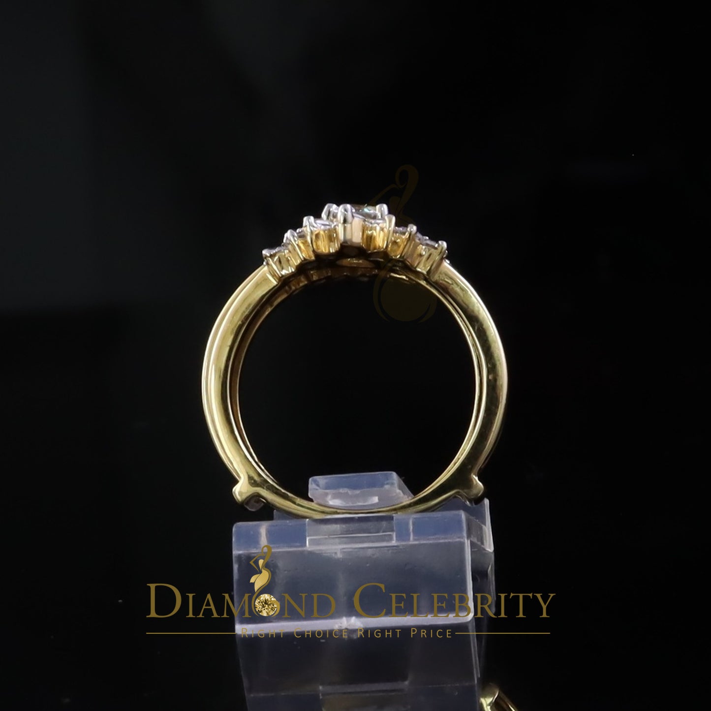 DiamondCelebritees New Bridal Womens 925 Yellow Silver Moissanite 1.25ct VVS D Insert Ring SZ 7