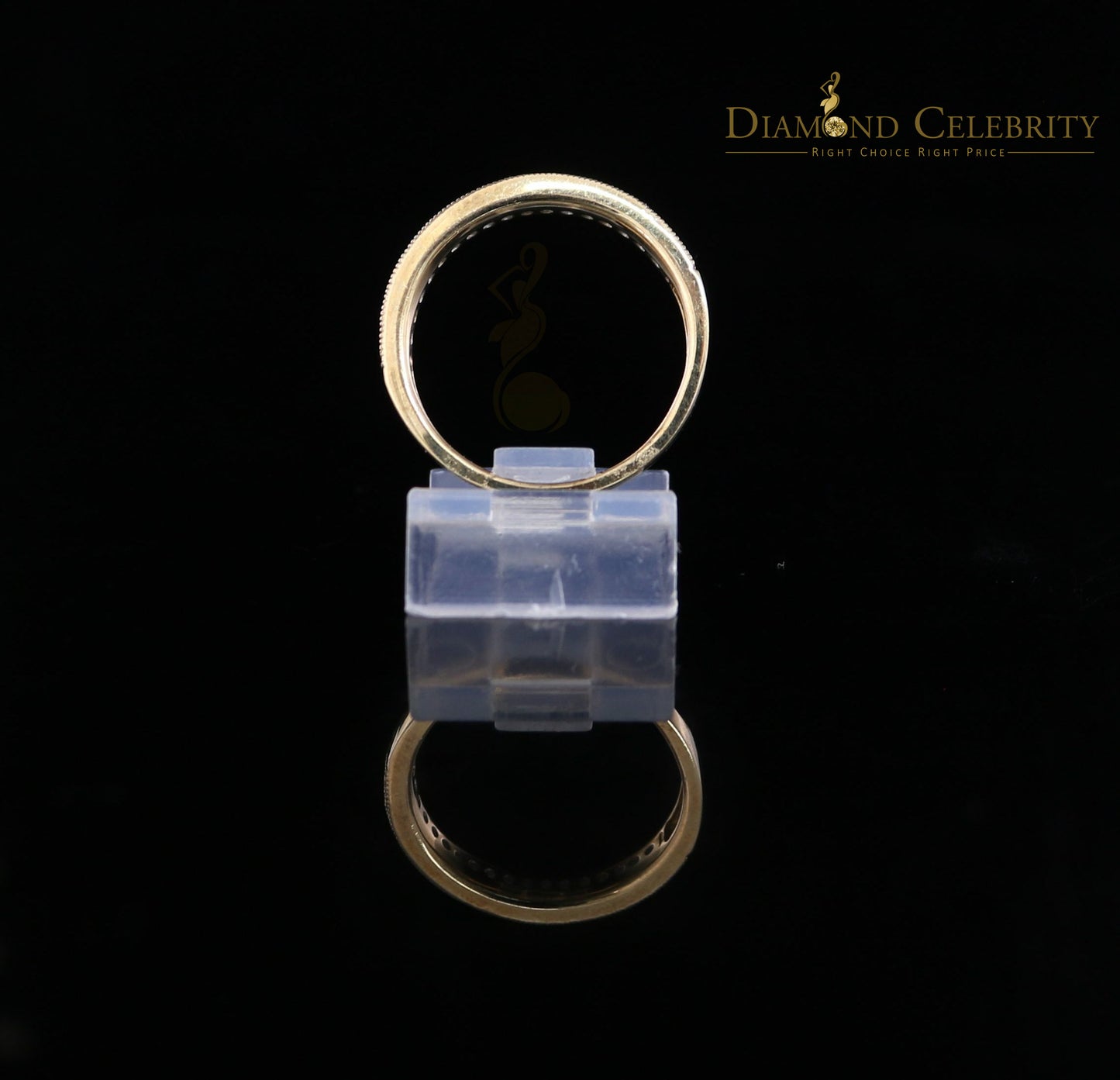 DiamondCelebritees Real Yellow Gold with 10KT 0.20CT Real Diamond Round Shape Womens Ring Size 6.5