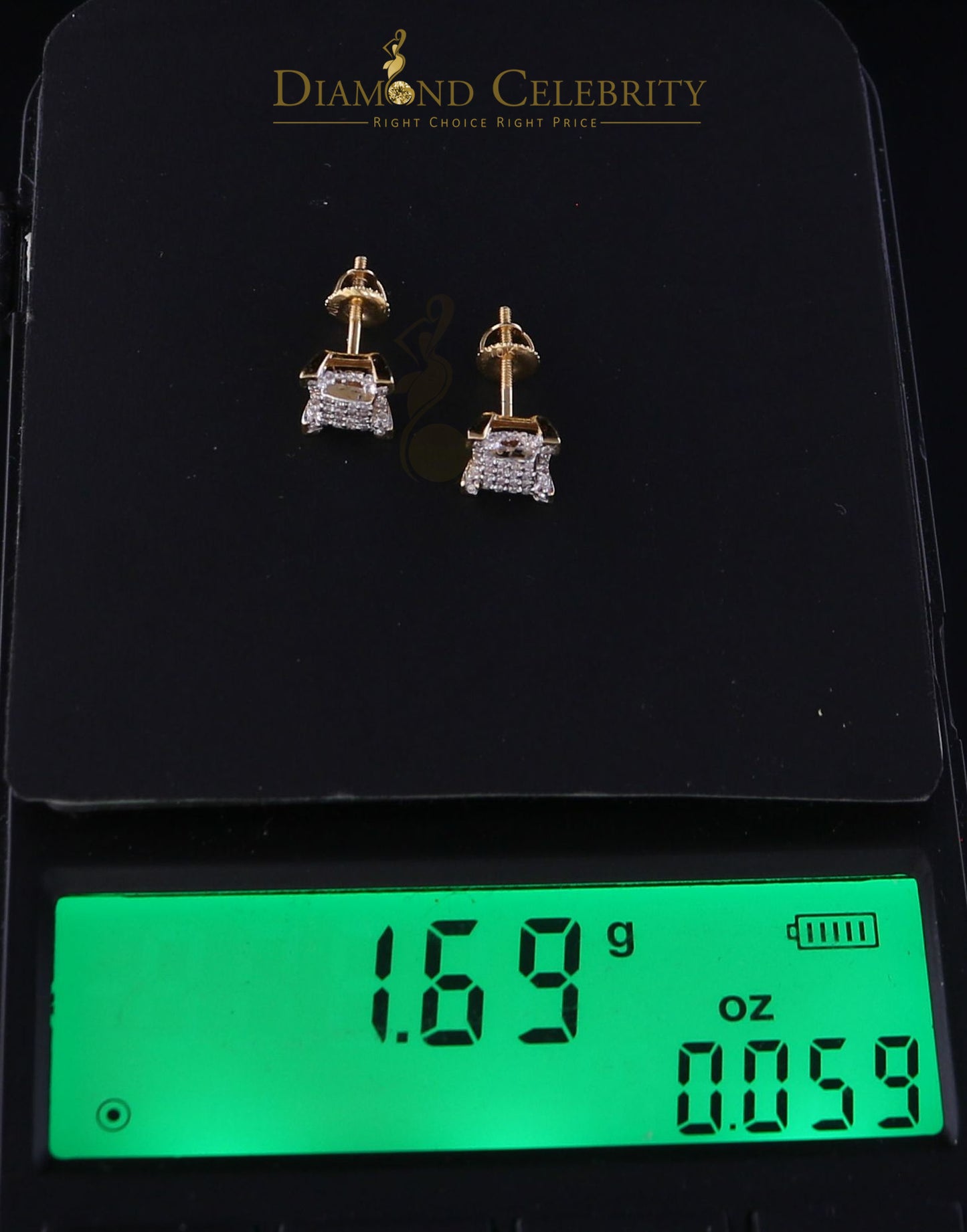 DiamondCelebritees10K Real Yellow Gold Real Diamond 0.20CT Men's/Women's Stud Micro Earring