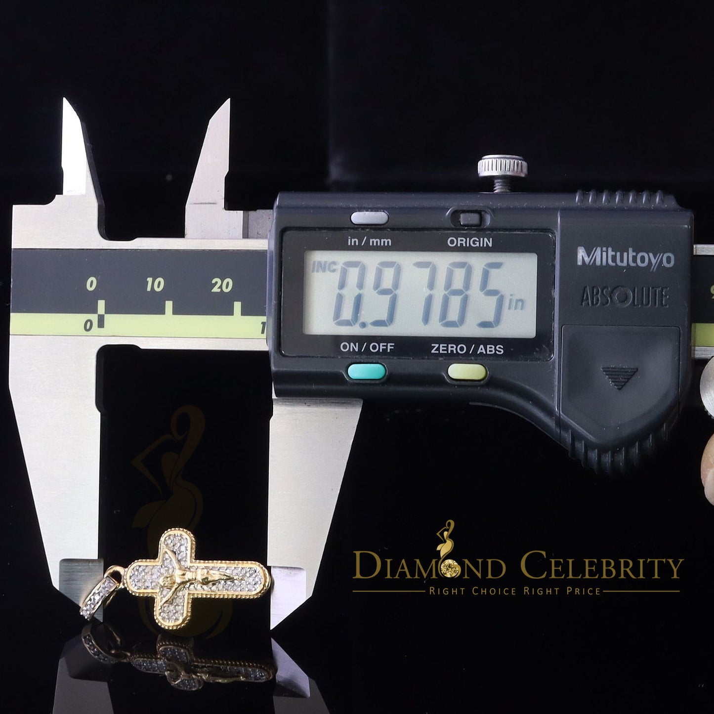 DiamondCelebritees Real 0.25ct Diamond Sterling Silver Yellow Cross Pendant