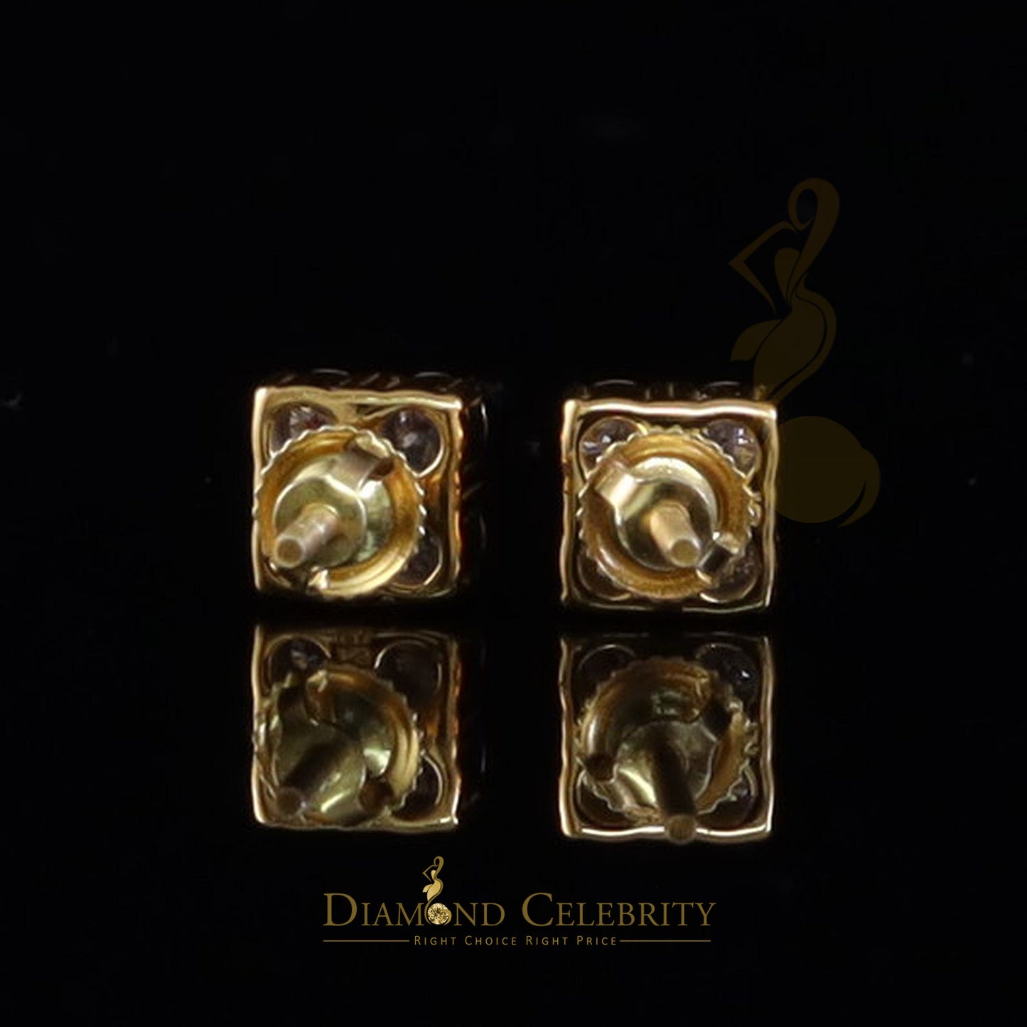 DiamondCelebritees Men's/Women's 1.00ct VVS 'D' Moissanite 925 Silver Yellow 4 Stone Stud Earrings