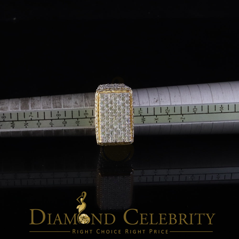 DiamondCelebritees 925 White Silver 6.50ct VVS 'D' Moissanite Rectangle Rings Size 10 for Men's
