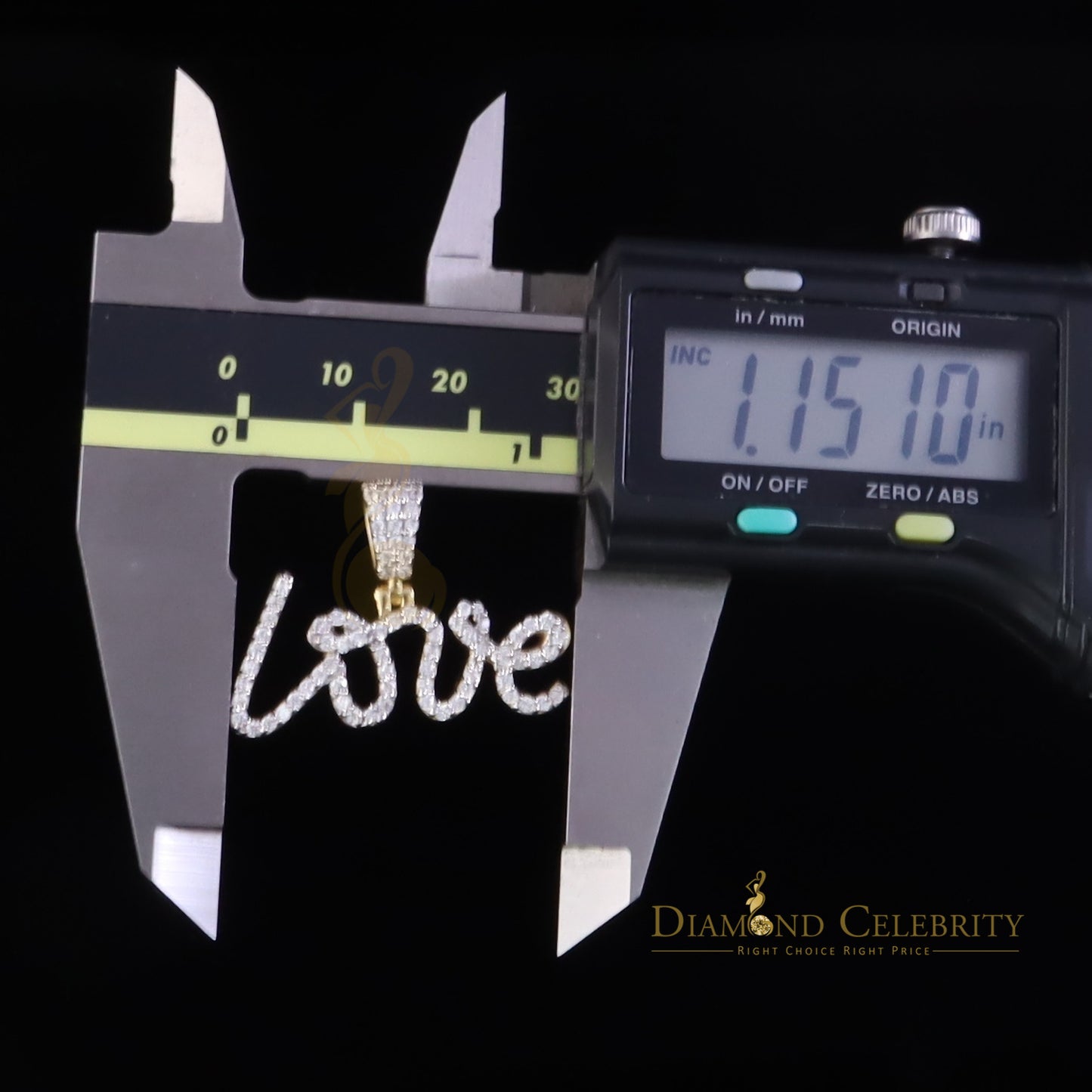 DiamondCelebritees Yellow 925 Sterling Silver1.75ct Cubic Zirconia CURSIVE LOVE Letter Pendant