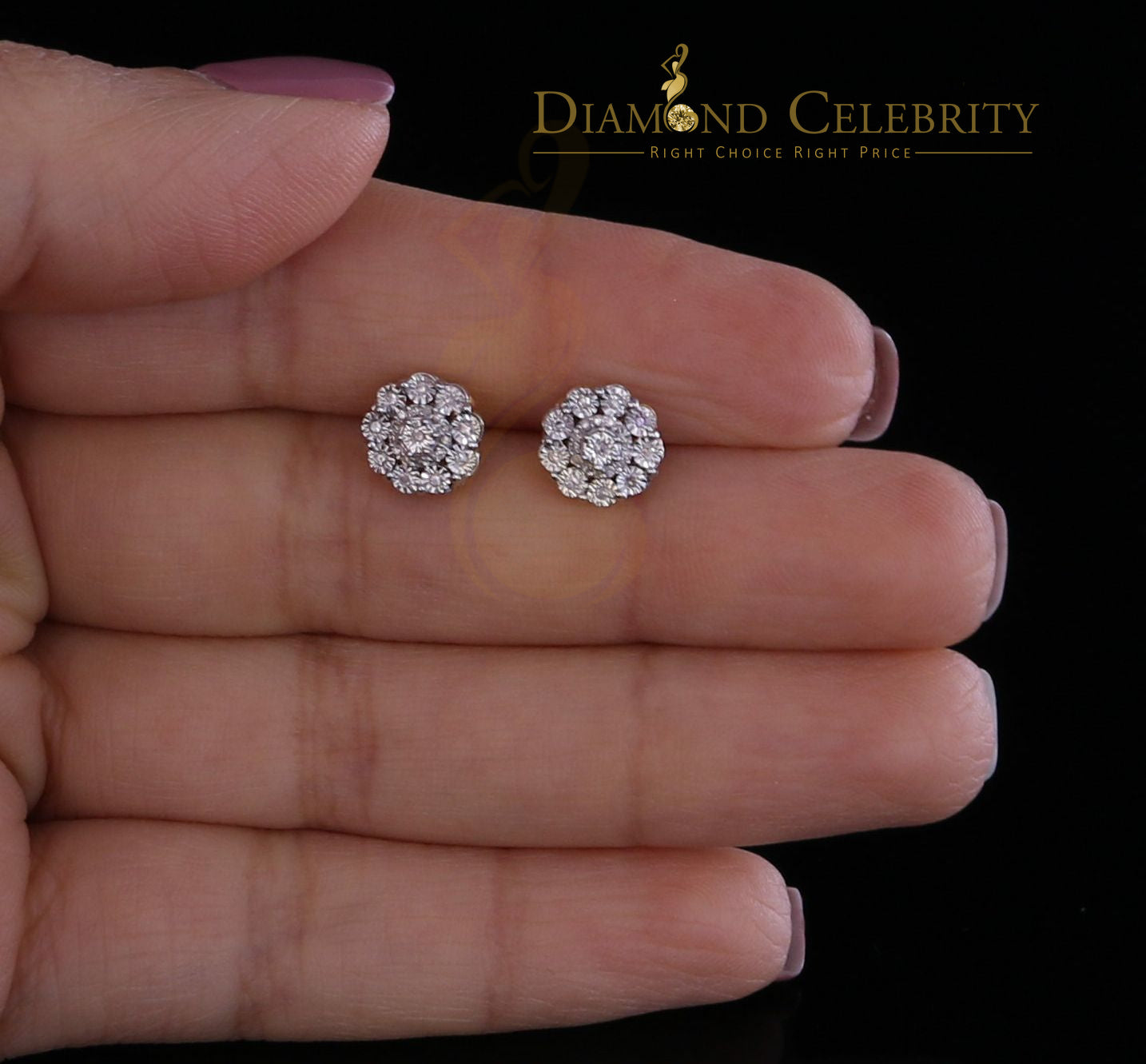 DiamondCelebritees10K Real Yellow Gold Real Micro Diamond 0.15CT Men's/Women's Stud Earring