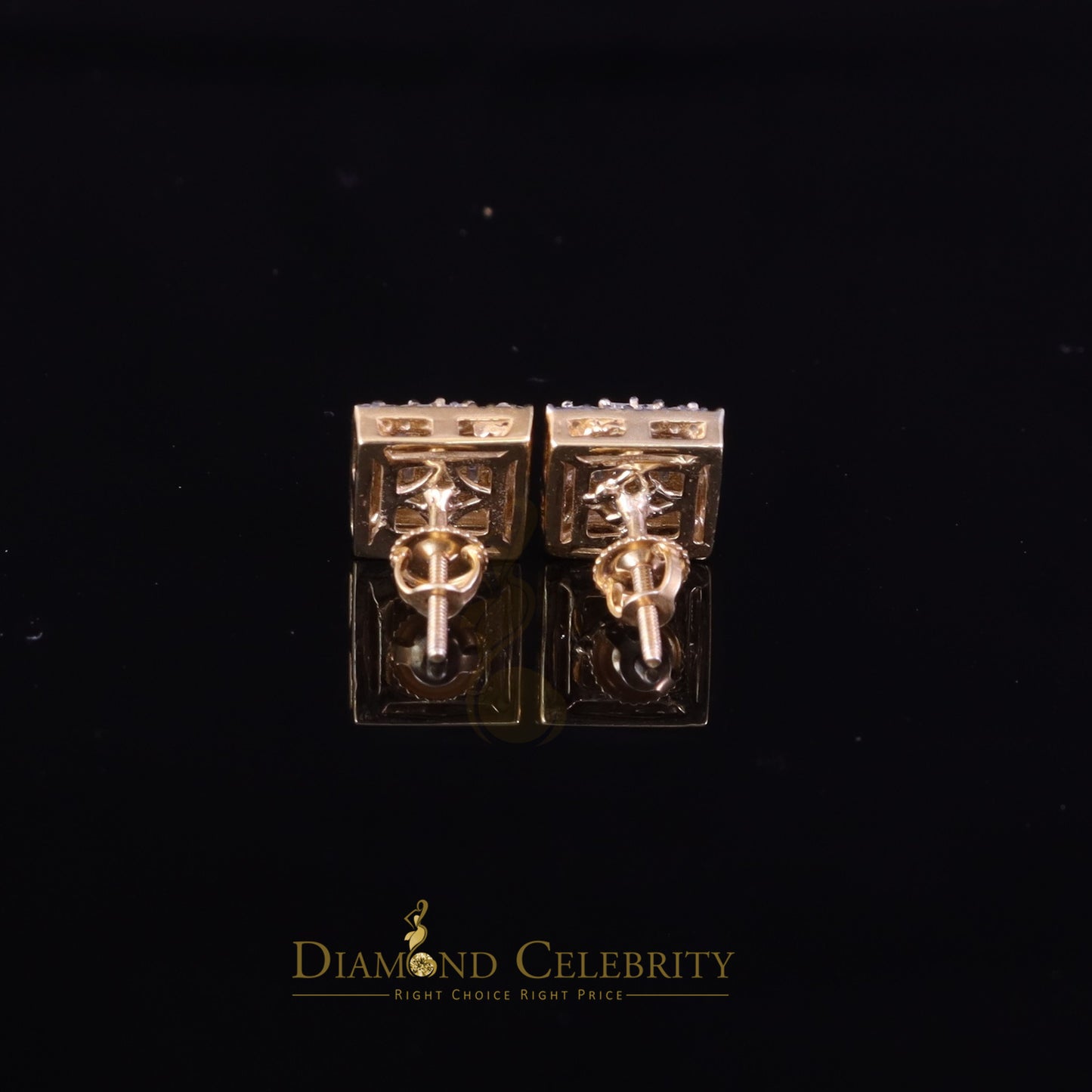 DiamondCelebritees Yellow Men's/Womens 925 Silver 1.00ct VVS 'D' Moissanite Square Stud Earrings