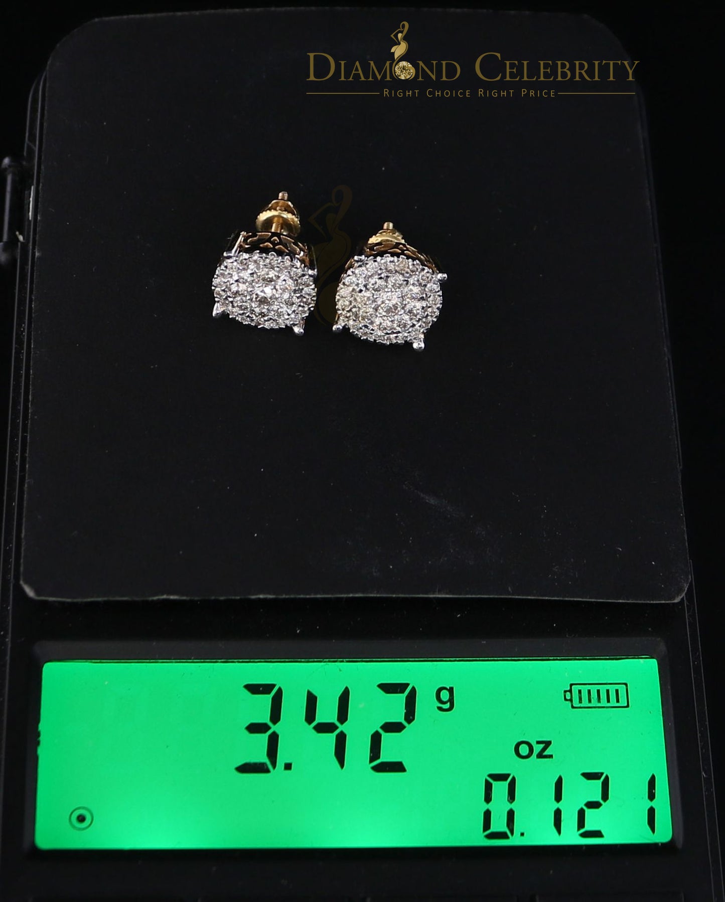 DiamondCelebriteesMen's/Women's 10K Real Yellow Gold with 1.20CT Real Diamond Stud Earrings