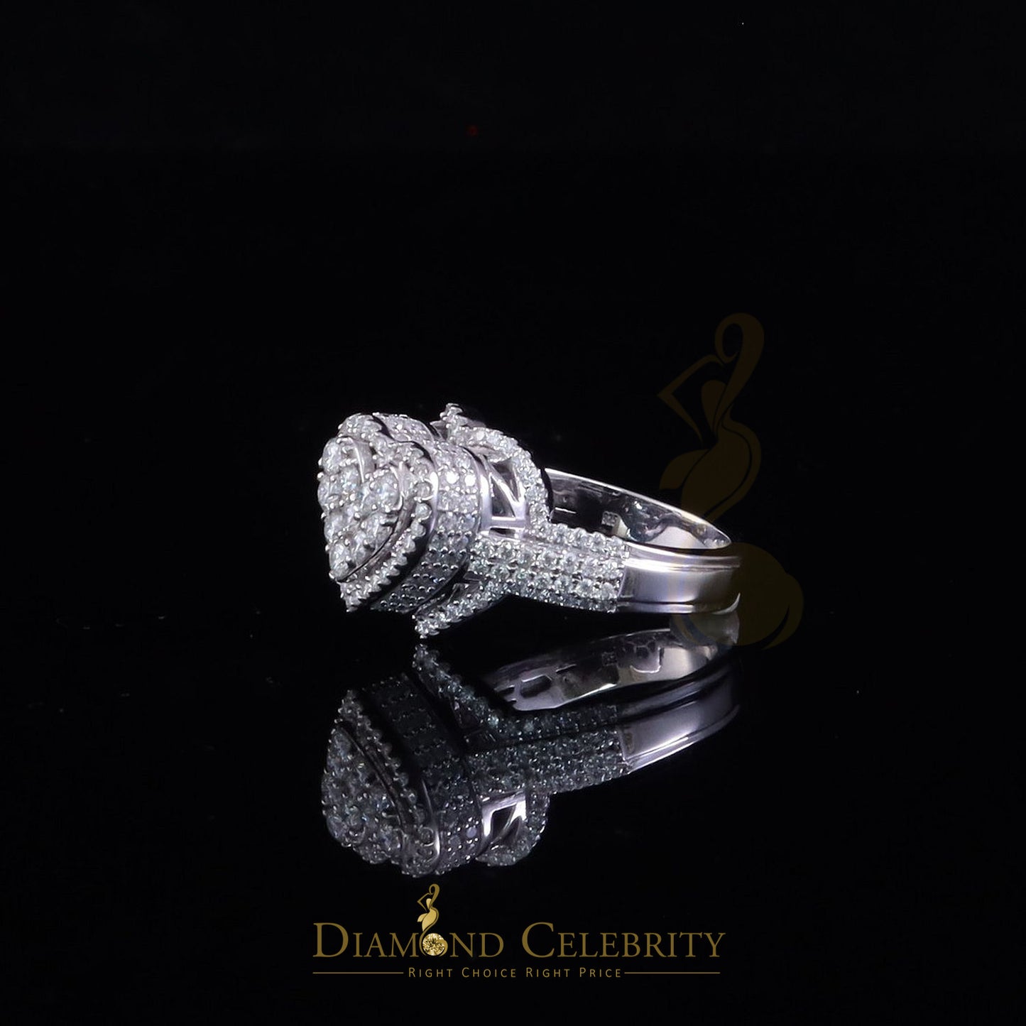DiamondCelebritees 2.50CT Women's 925 Silver White VVS 'D' Moissanite 3D Heart Shape Ring Size7