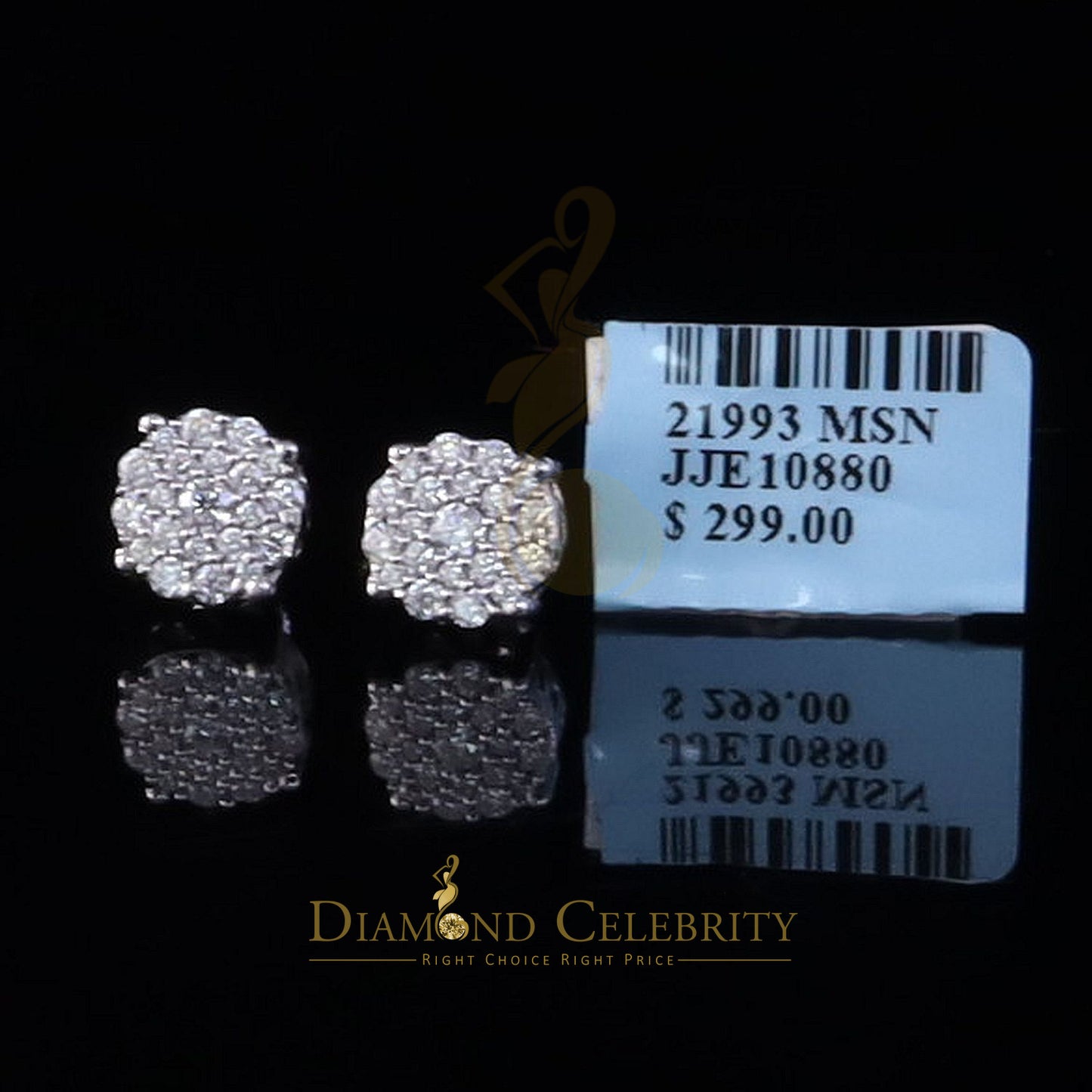 Diamondcelebritees 925 Silver White 1.00ct VVS 'D' Moissanite Round Stud Earrings for Women & Men