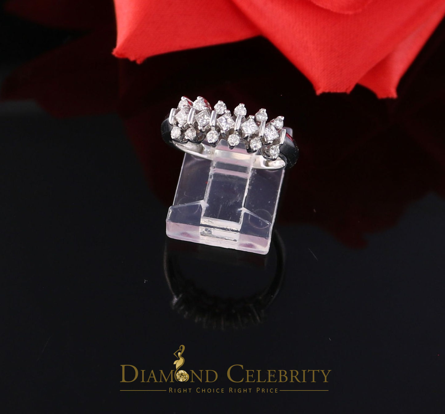 DiamondCelebritees Real 10kt White Gold with 0.50 CT Real Diamond FASHION Style Ring size 6.5
