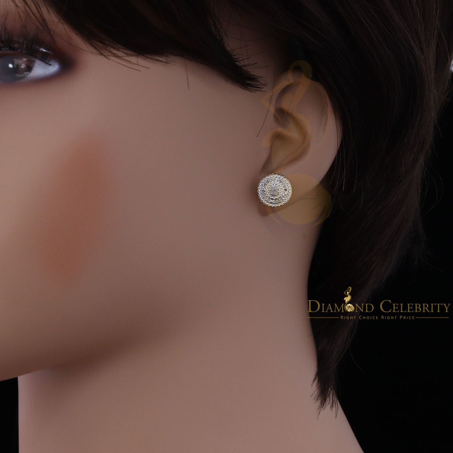 DiamondCelebritees 0.15ct Diamond 925 Sterling Silver Yellow Round Earrings For Women 's / Men's