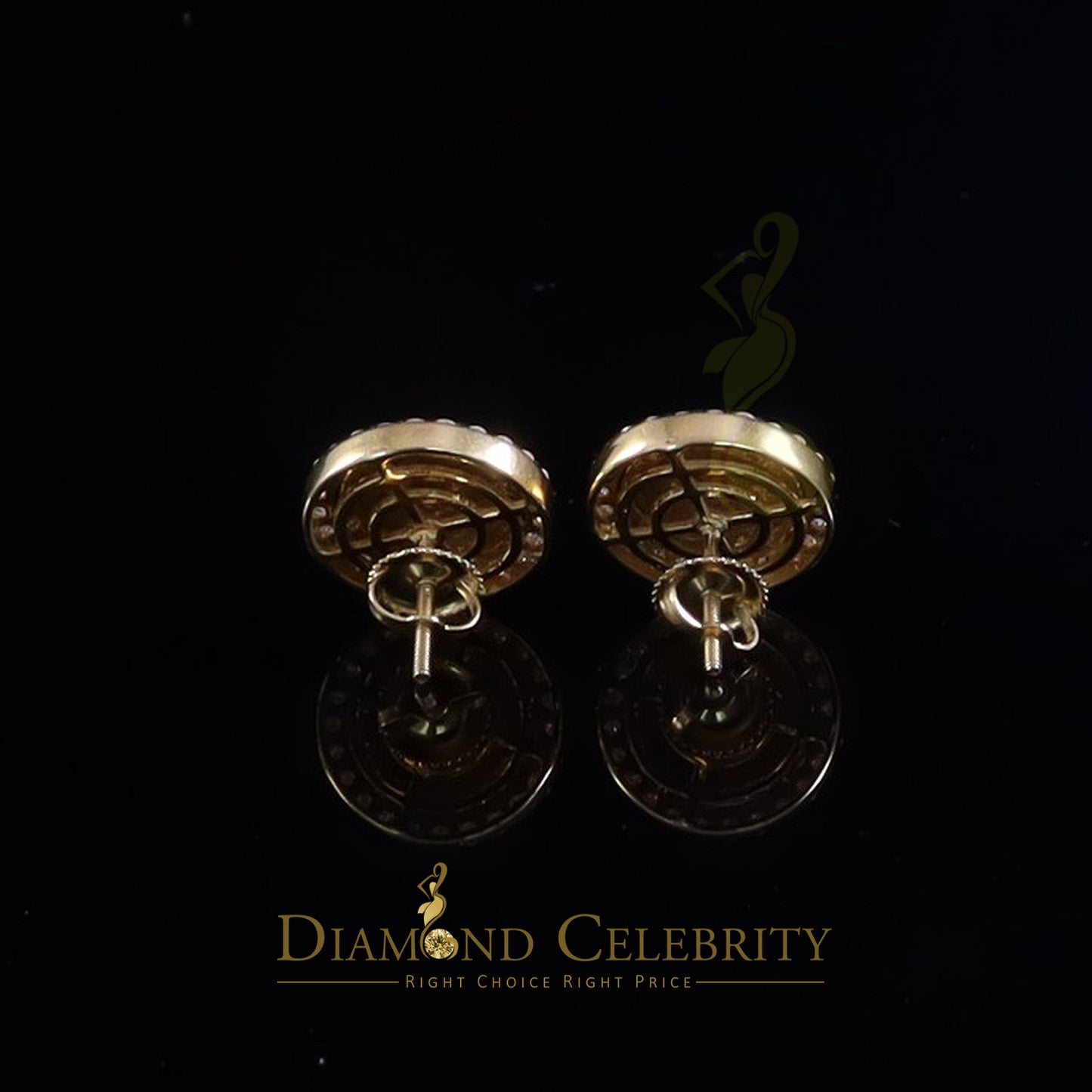 DiamondCelebritees 2.50ct 925 Sterling Silver Yellow Moissanite Round Stud Earrings For Women & Men