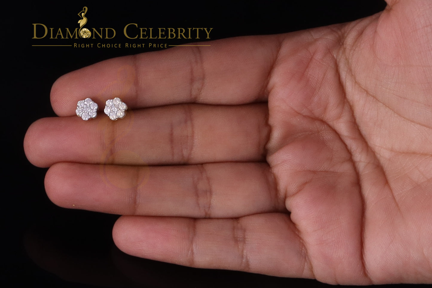 DiamondCelebritees Men's/Womens 925 Silver Yellow 0.50ct VVS 'D' Moissanite Floral Stud Earrings