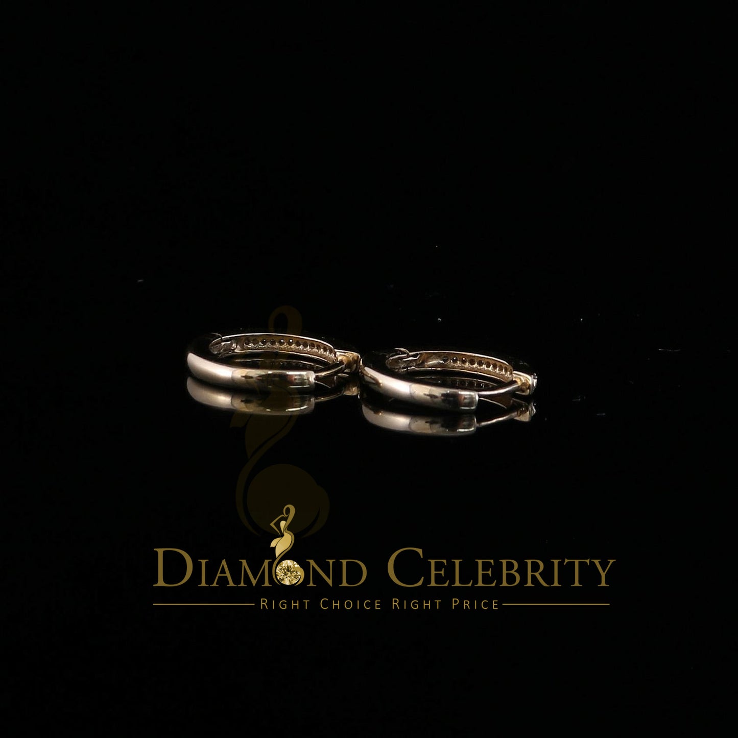 DiamondCelebritees 0.10ct Diamond 925 Sterling Silver Yellow Hoop Stud Earrings For Men's / Women's