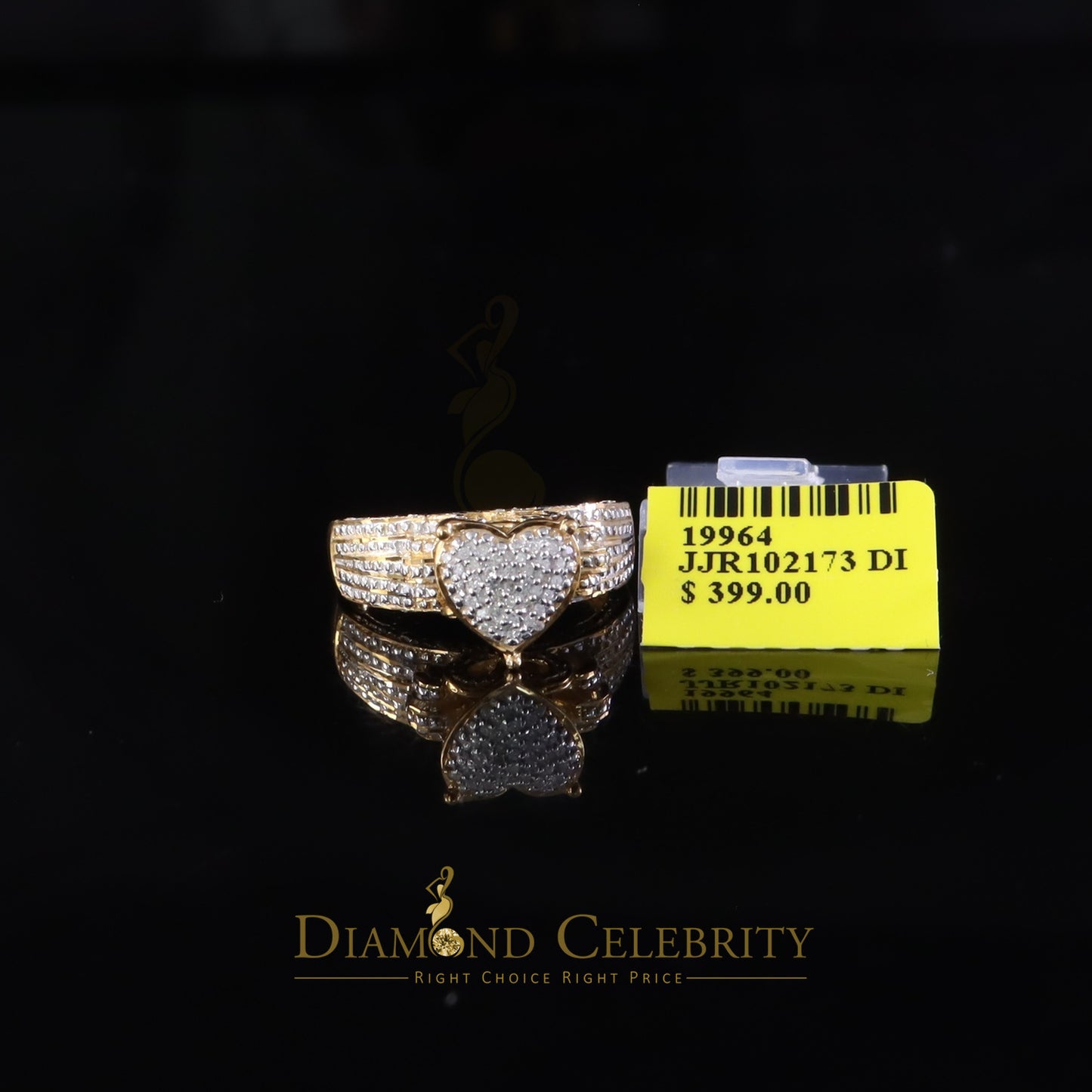 DiamondCelebritees 925 Yellow Sterling Silver Real Diamond 0.10ct Womens Engagement Heart Ring SZ 7