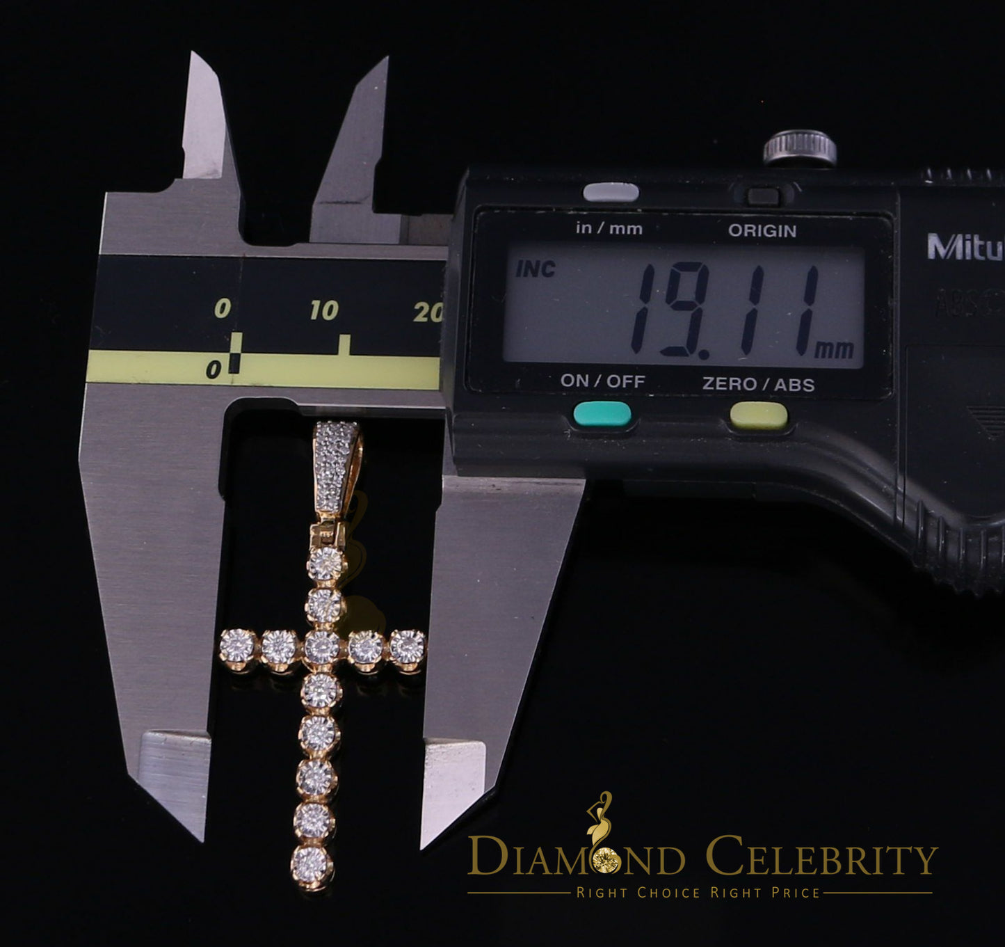 DiamondCelebritees Real 0.50ct Diamond Sterling Silver CROSS Charm Fashion Necklace Yellow Pendant