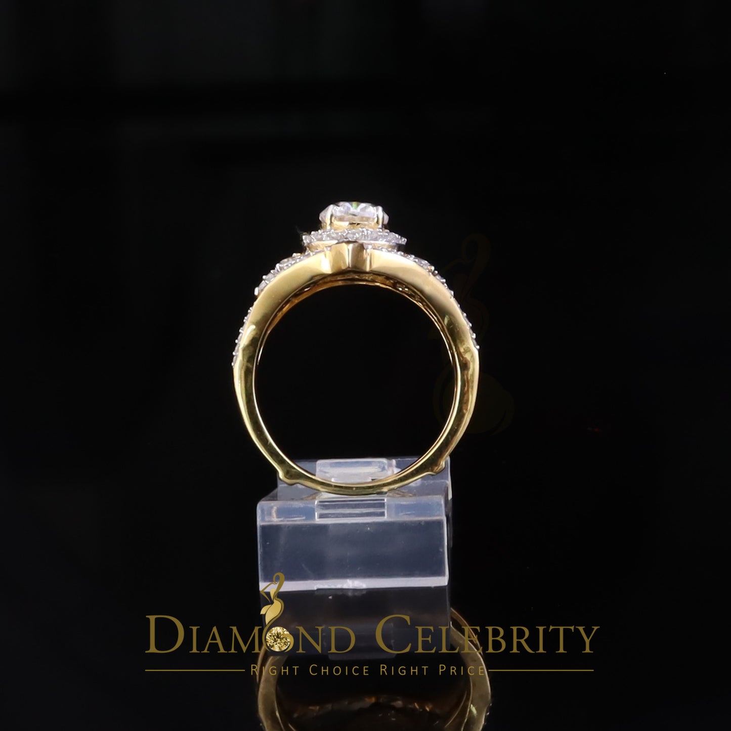 DiamondCelebritees 3.0ct Moissanite Yellow Oval Cut Enhancer 925 Silver Guard Wrap SZ7 Ring Women's