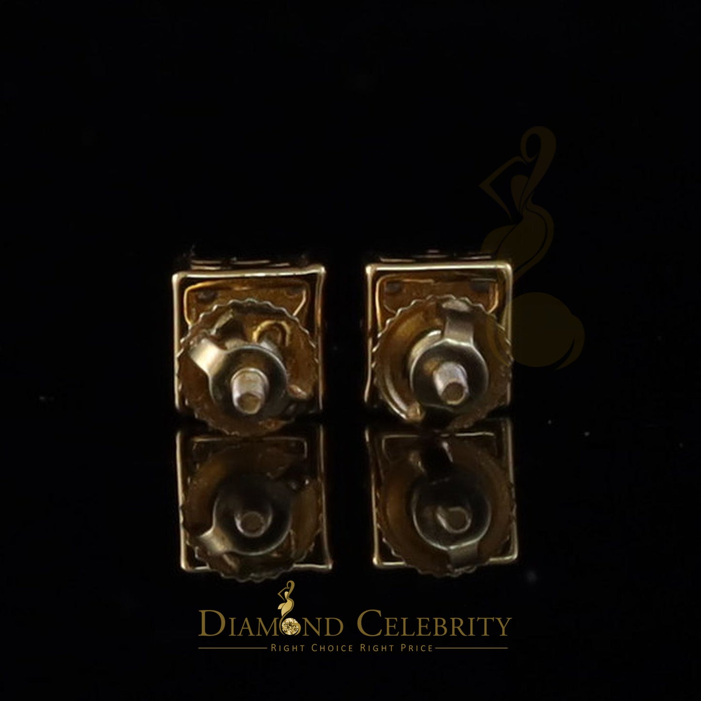 DiamondCelebritees Women's/Men's 925 Silver Yellow 0.50ct VVS 'D' Moissanite Square Stud Earrings
