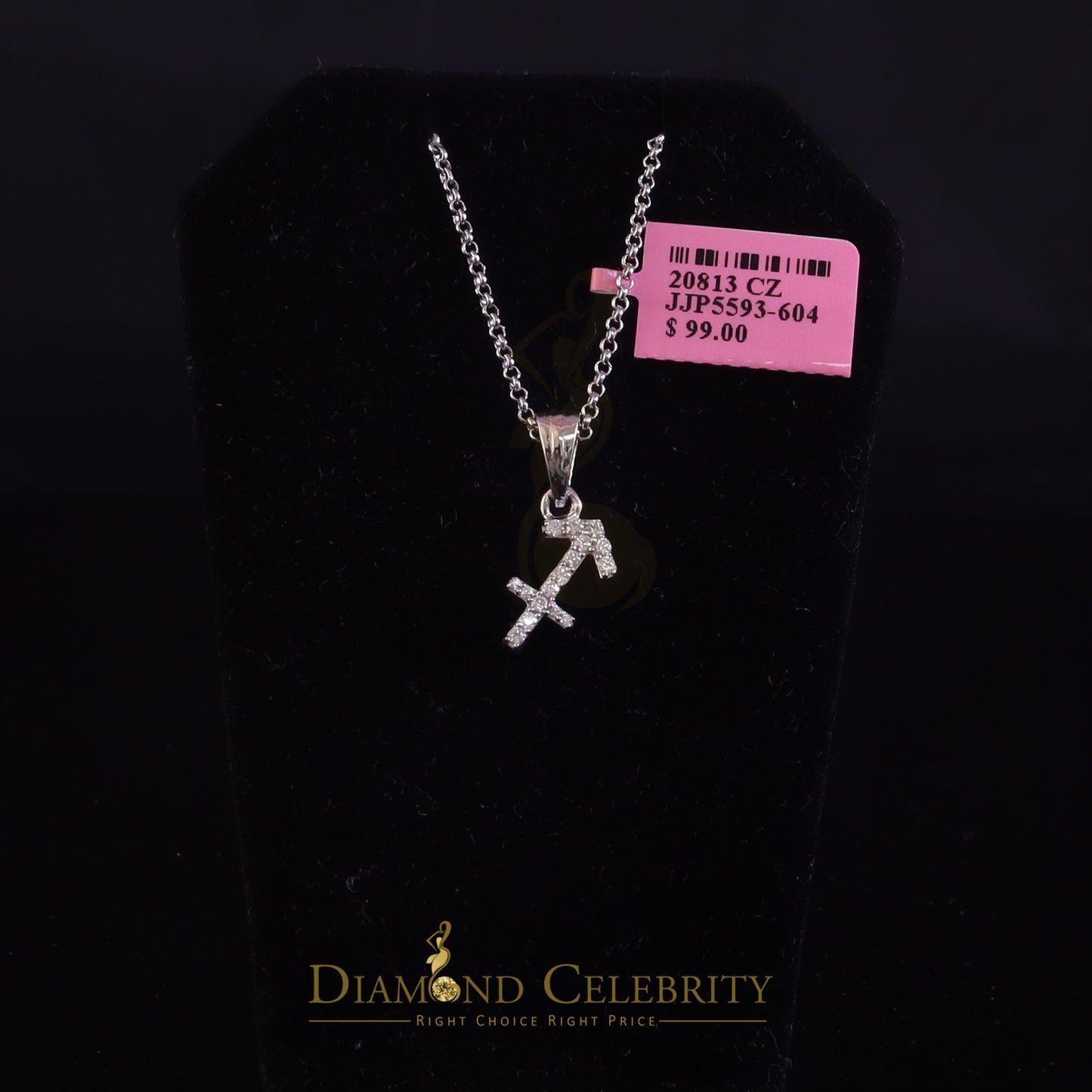 DiamondCelebritees 0.34ct Cubic Zirconia White Silver SAGITTARIUS-DECEMBER Pendant Men's & Women's