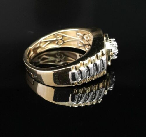DiamondCelebritees Men's 0.30ct Cubic Zirconia Yellow Silver Round Adjustable Ring From SZ 9 to 11