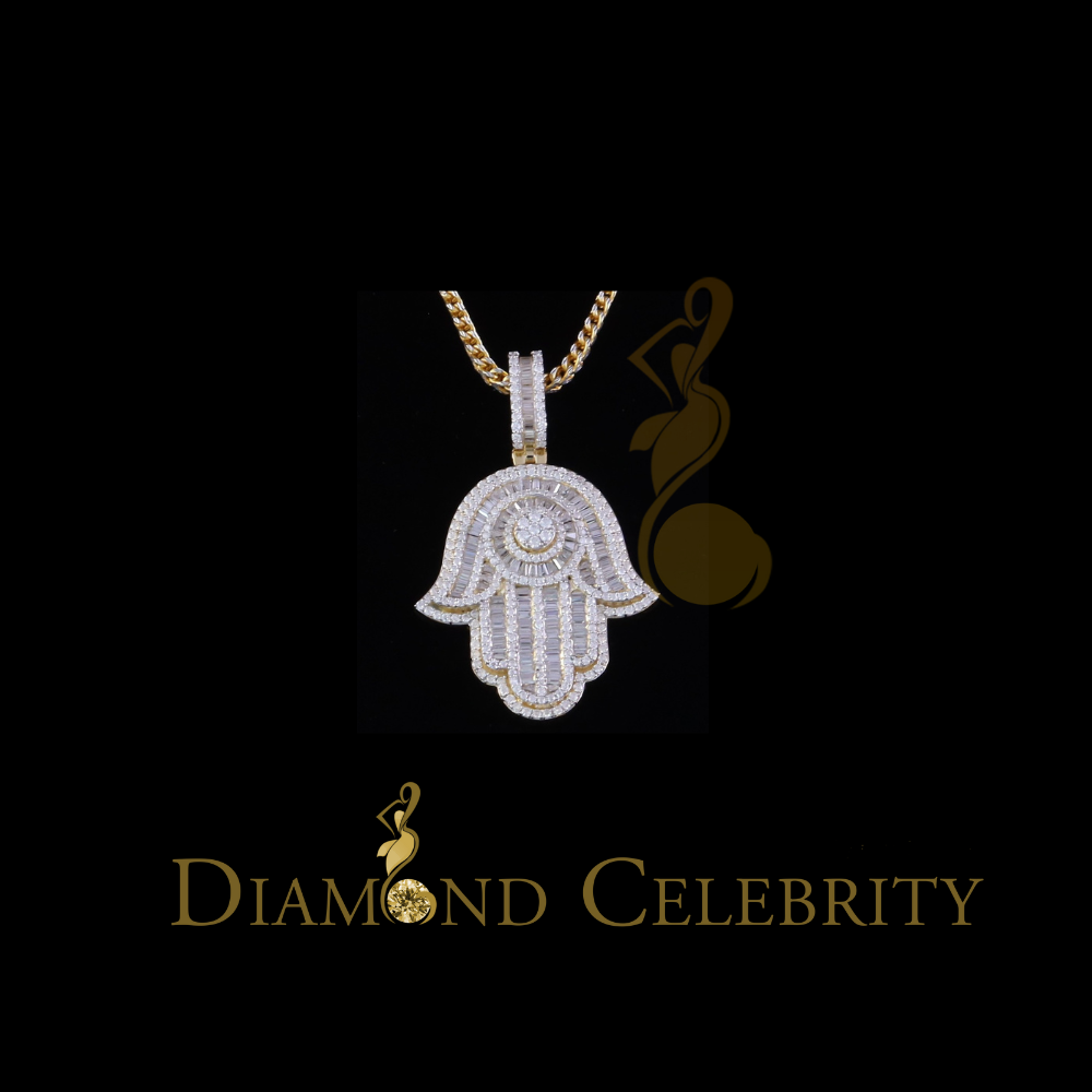 Diamondcelebritees Men's/Women's New Hamsa Pendant 8.0ct VVS D Moissanite Yellow Sterling Silver