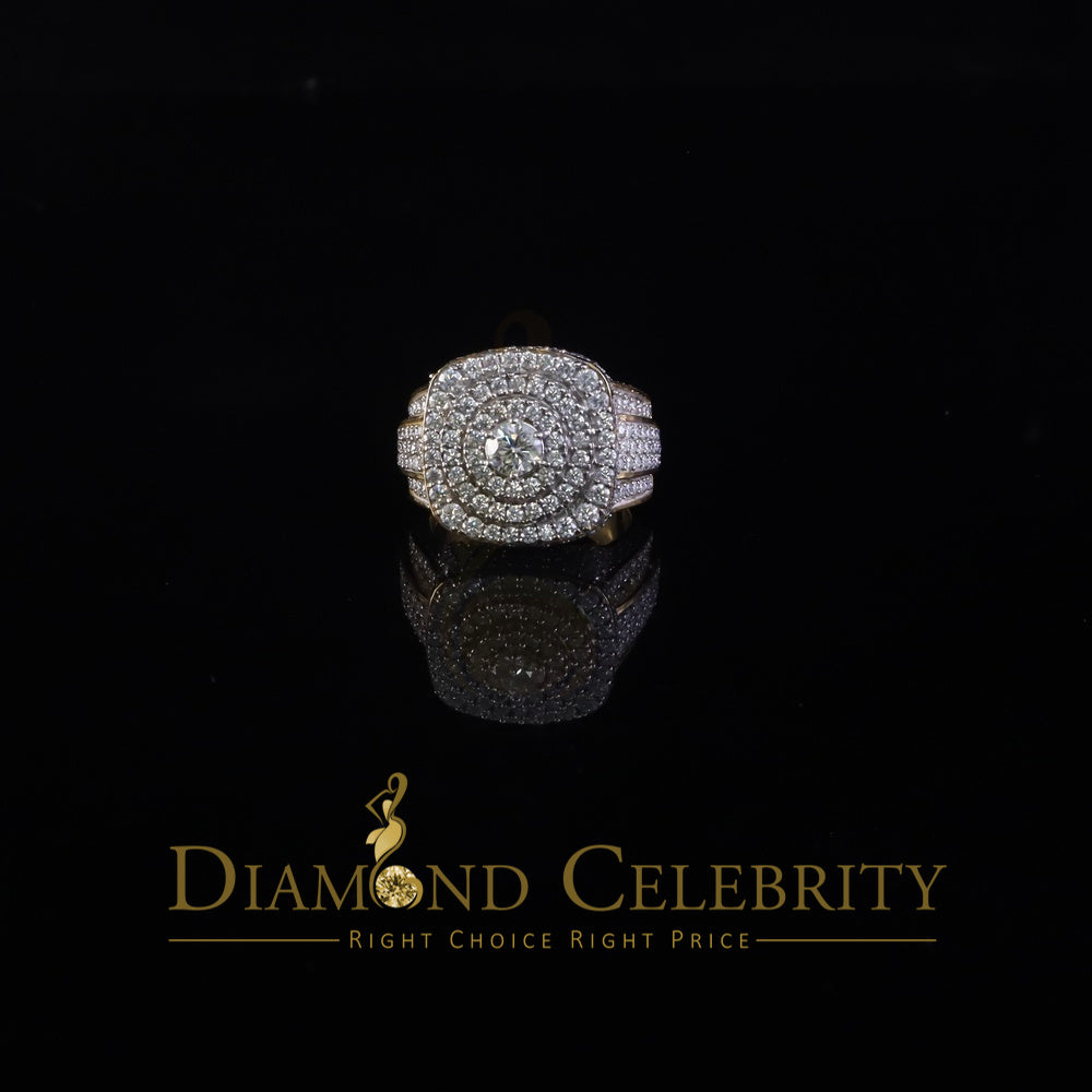 DiamondCelebritees Yellow Sterling Silver 6.50ct VVS 'D' Moissanite Round Men's Rings Size 10