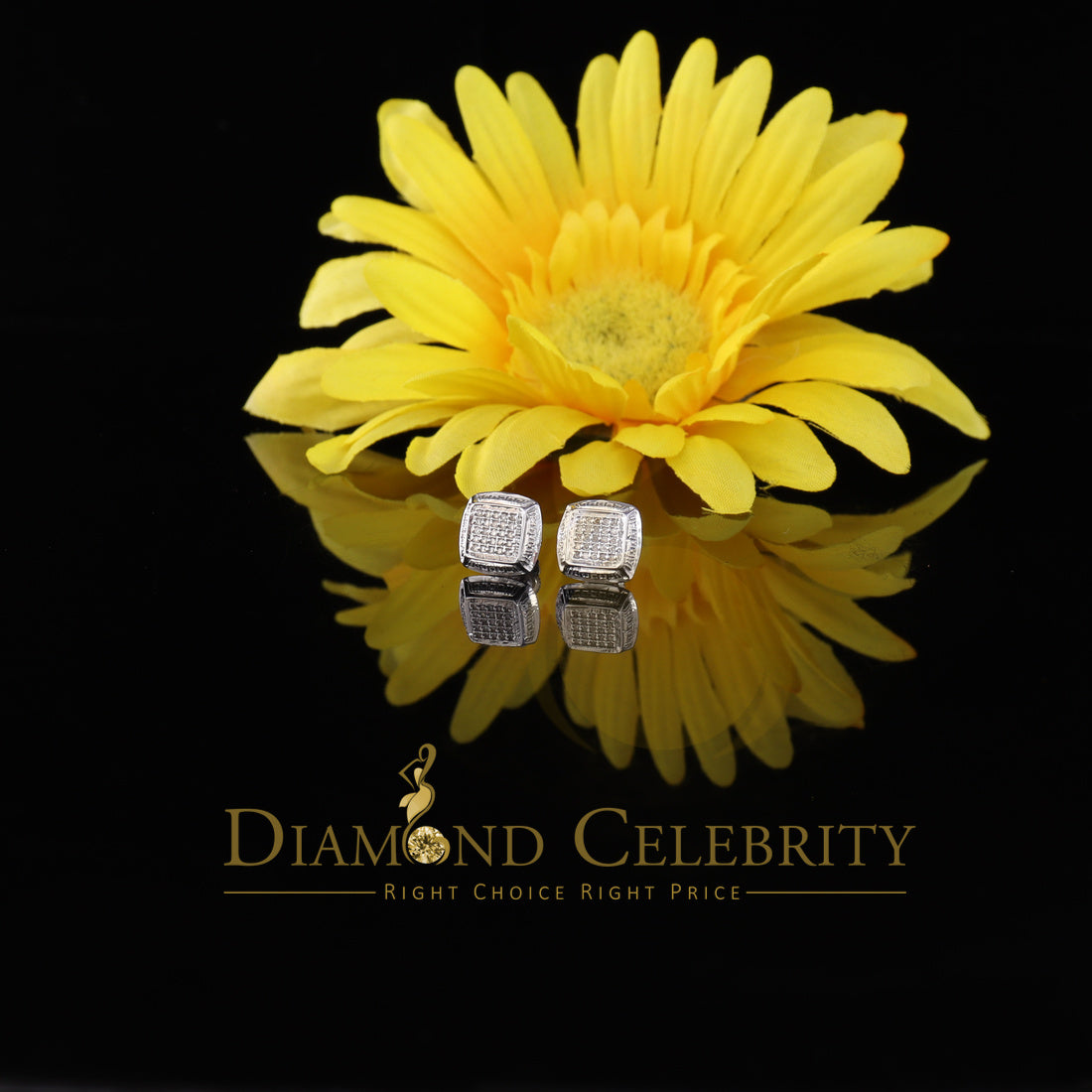 DiamondCelebritees 925 Sterling Silver Hip Hop Men's & Women's 0.15ct Real Diamonds White Earrings
