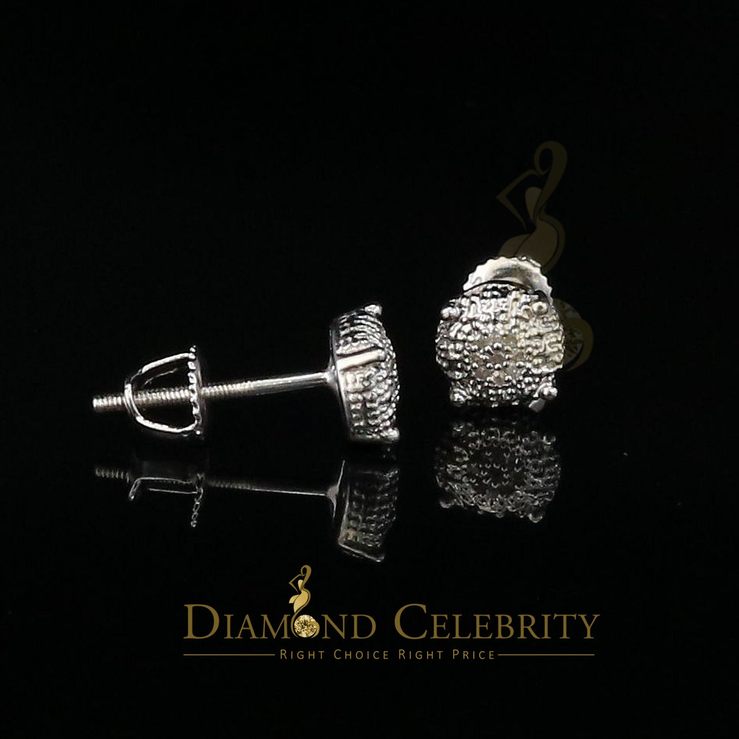 DiamondCelebritees 0.05ct Real Diamond 925 Sterling Silver White For Men's & Women's Round Earring