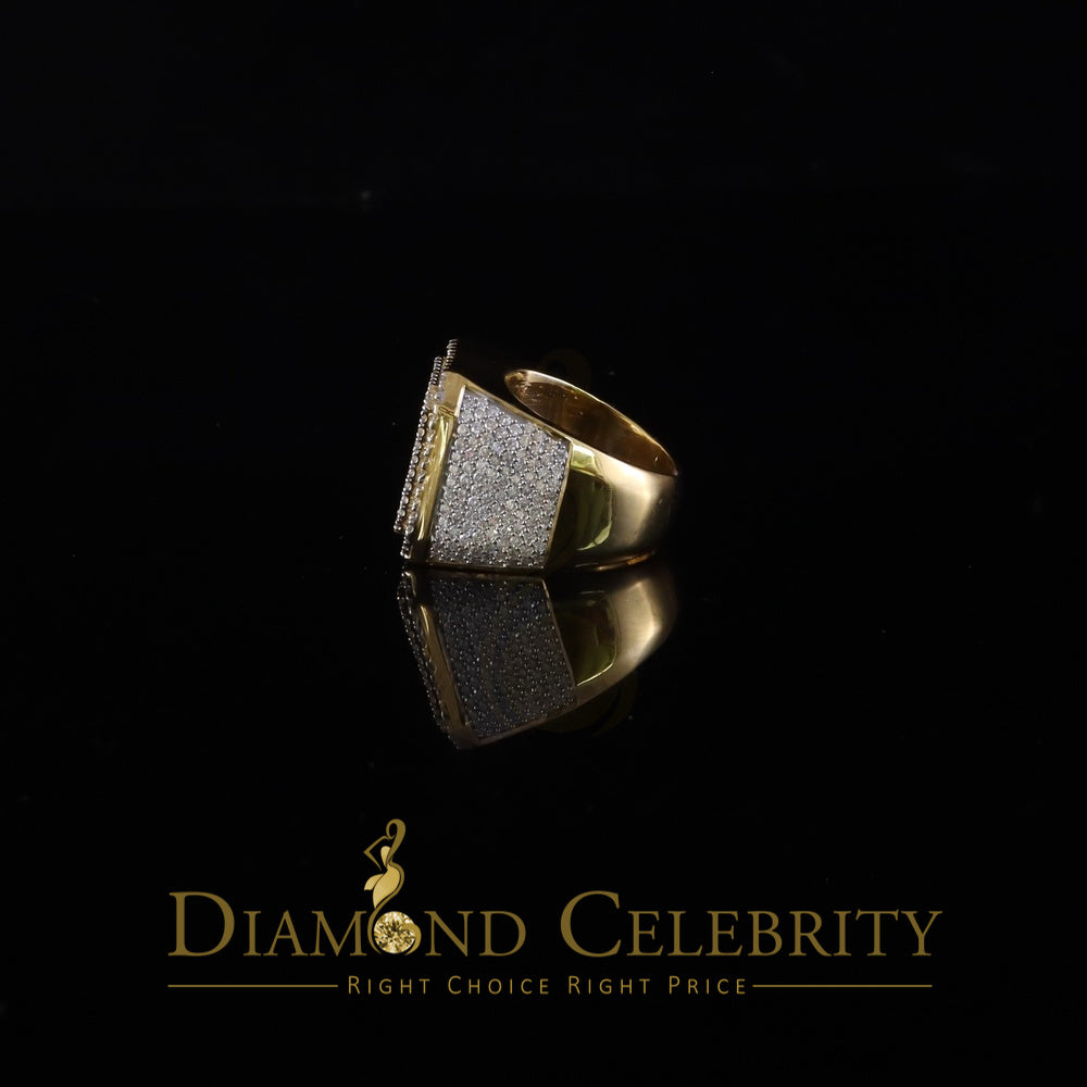 DiamondCelebritees Men's 925 Sterling Silver 6.50ct VVS 'D' Moissanite Square Yellow Rings SZ 10