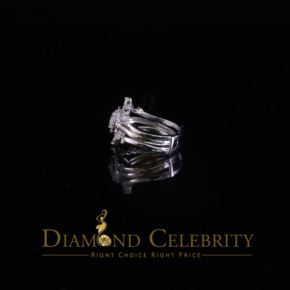 DiamondCelebritees 925 White Silver Solitaire Enhancer 1.66ct Moissanite Guard Wrap Ring Insert SZ7