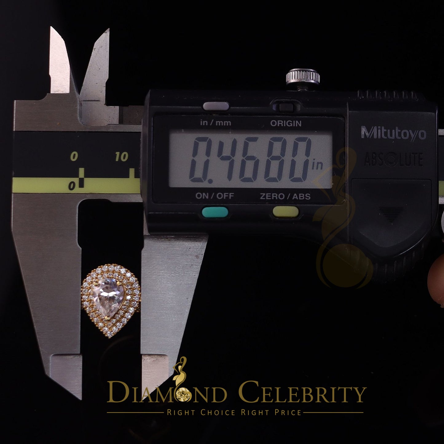 King Of Blings 10K Yellow Gold 2.00CT 'VVS' 'FL' D clr Pear Cut Moissonite Womens Ring Size 7