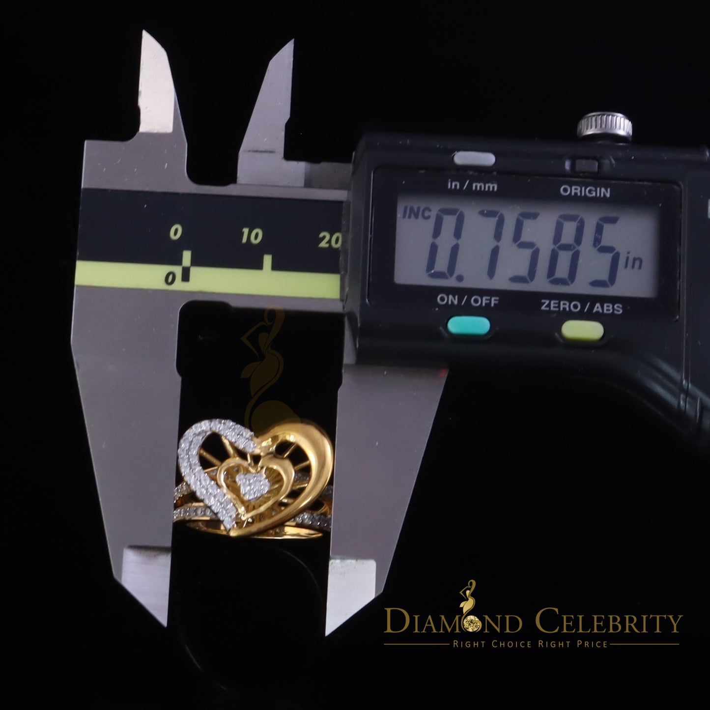 DiamondCelebritees 85 Cubic Zirconia Stones Baguette 925 Silver Yellow Dual Heart Women Ring Size 7