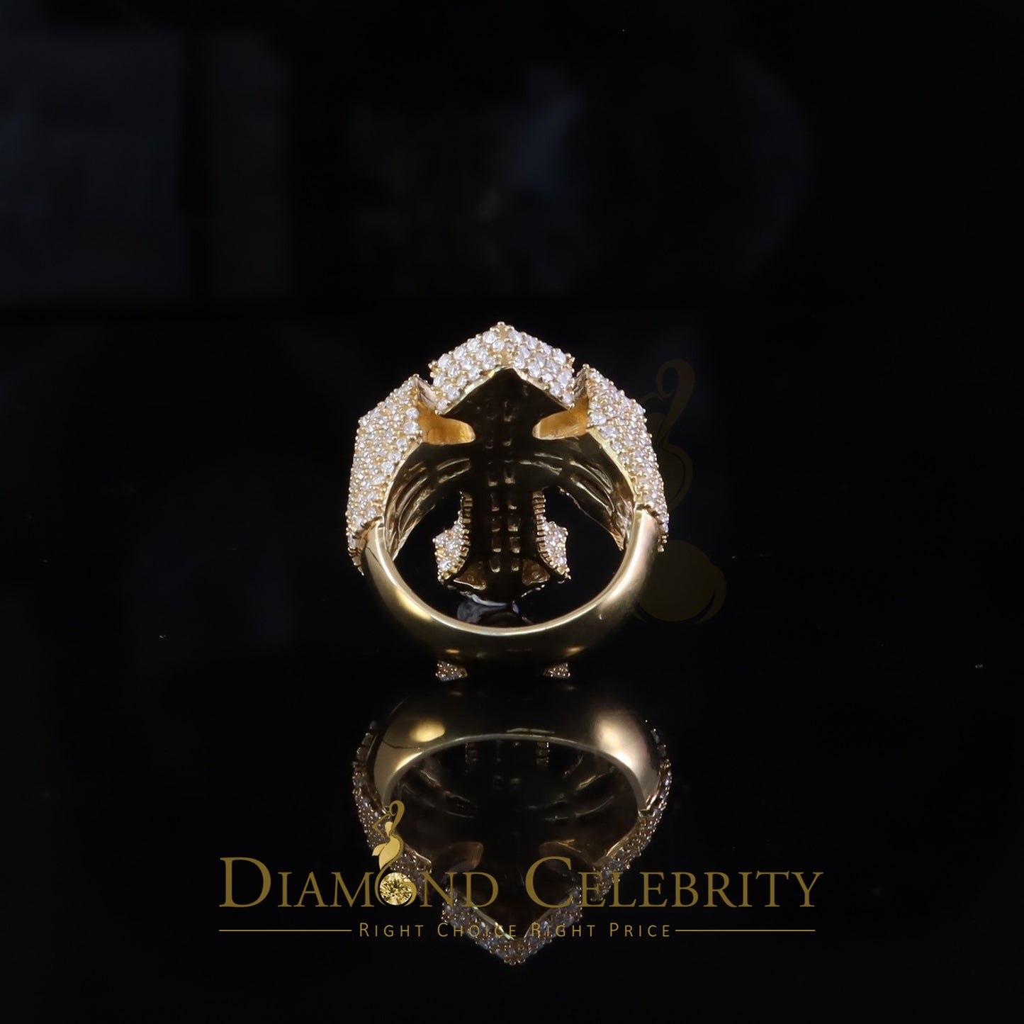 DiamondCelebritees Men's Yellow Cross 925 Sterling Silver 5.50ct VVS D Moissanite Rings Size 10