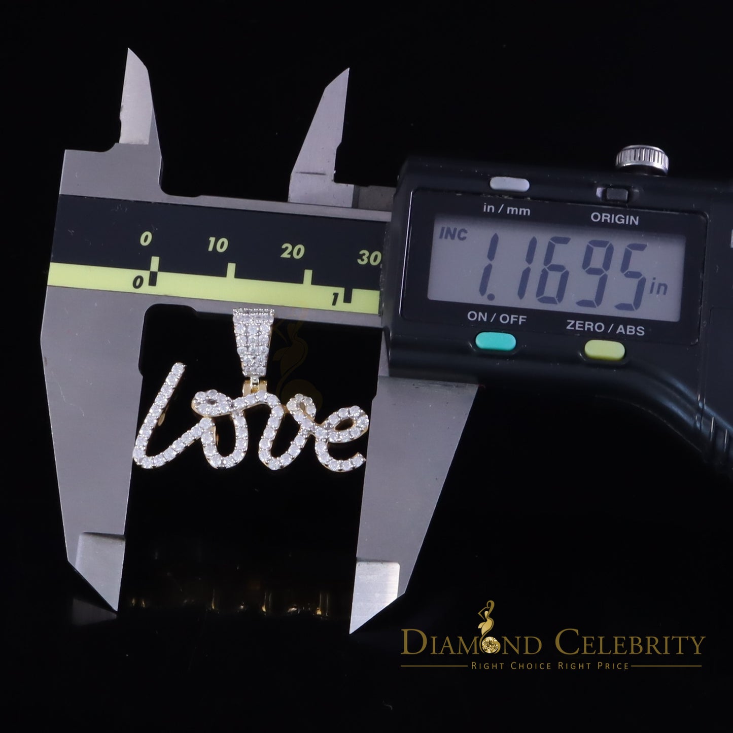 Diamondcelebritees Love Pendant for Women's 925 Yellow Silver1.00ct VVS D Clr. Round Moissanite