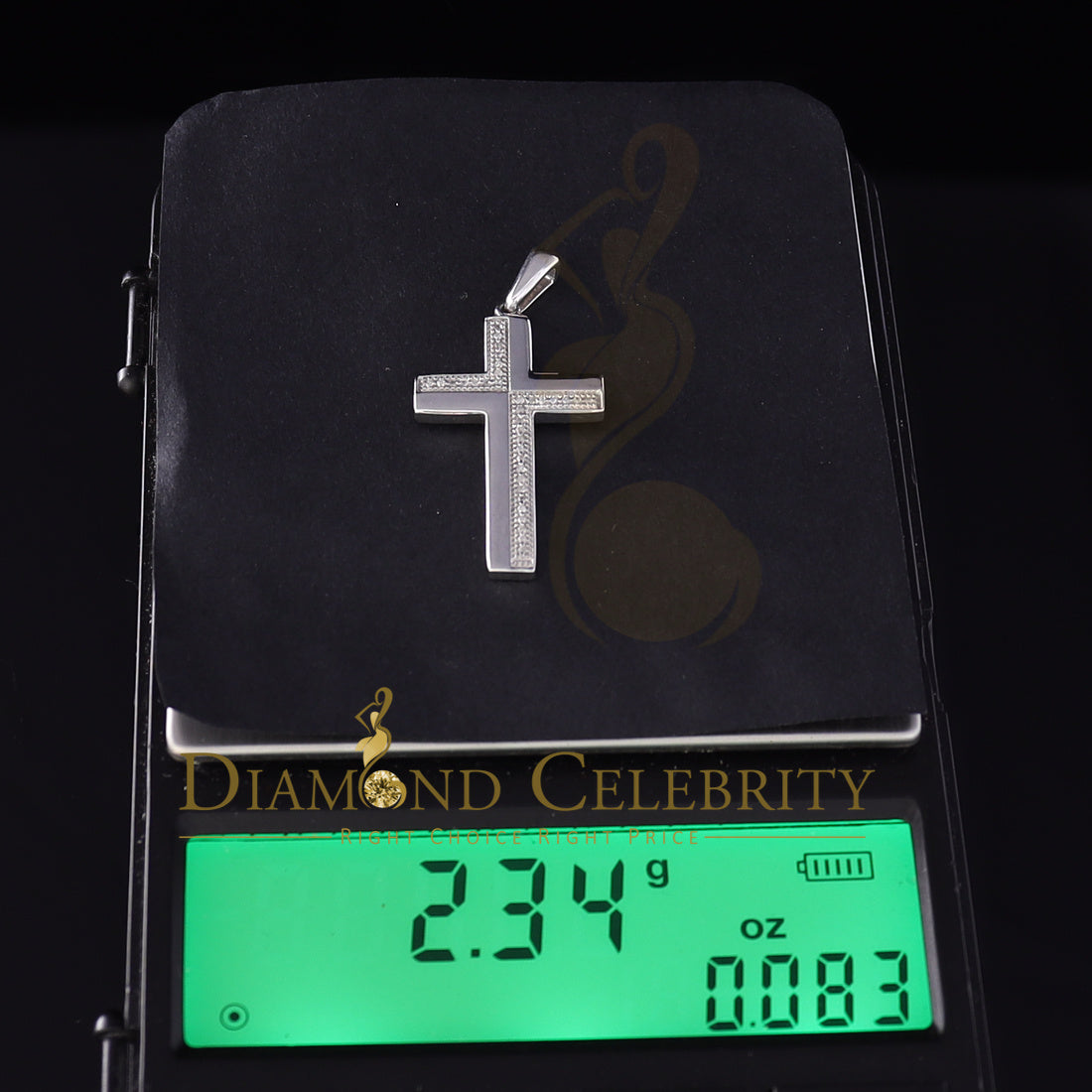 DiamondCelebritees Real 0.10ct Diamond 925 Sterling Silver CROSS White Charm Necklace Pendant