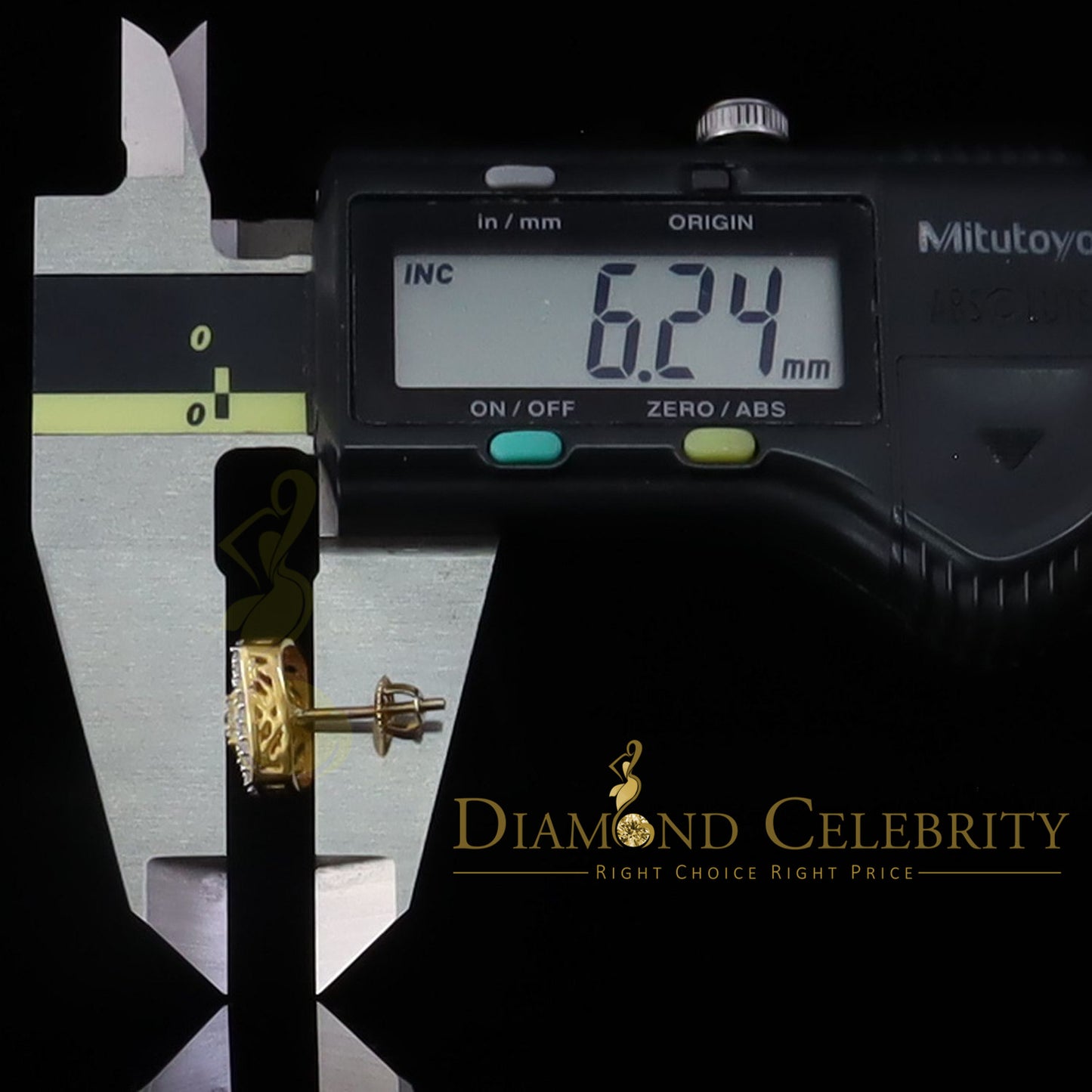 DiamondCelebritees 925 Yellow Sterling Silver 1.22ct Cubic Zirconia Women's Hip Hop Square Earrings