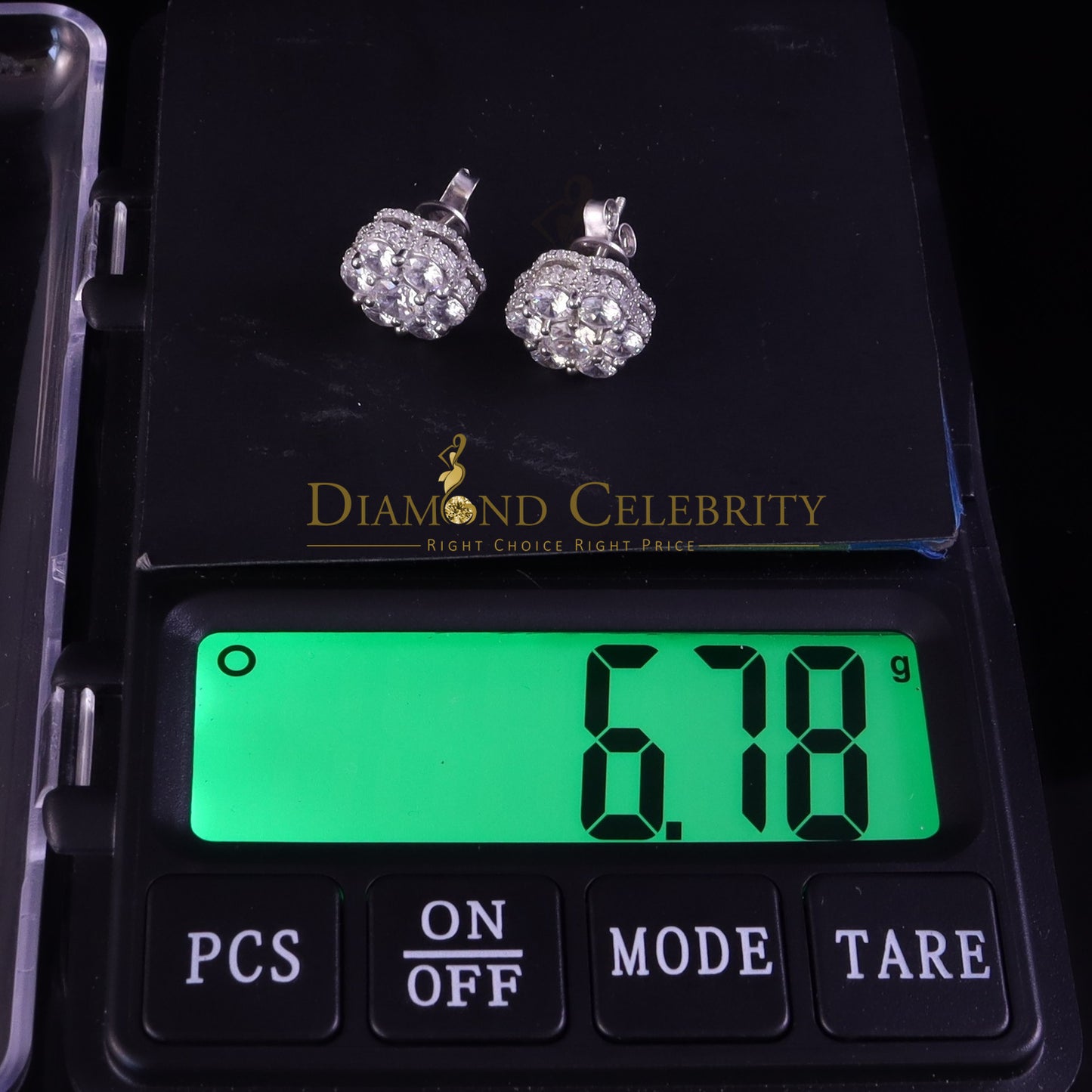 DiamondCelebritees 8.72ct Cubic Zirconia 925 White Silver Sterling Hip Hop Floral Women's Earrings
