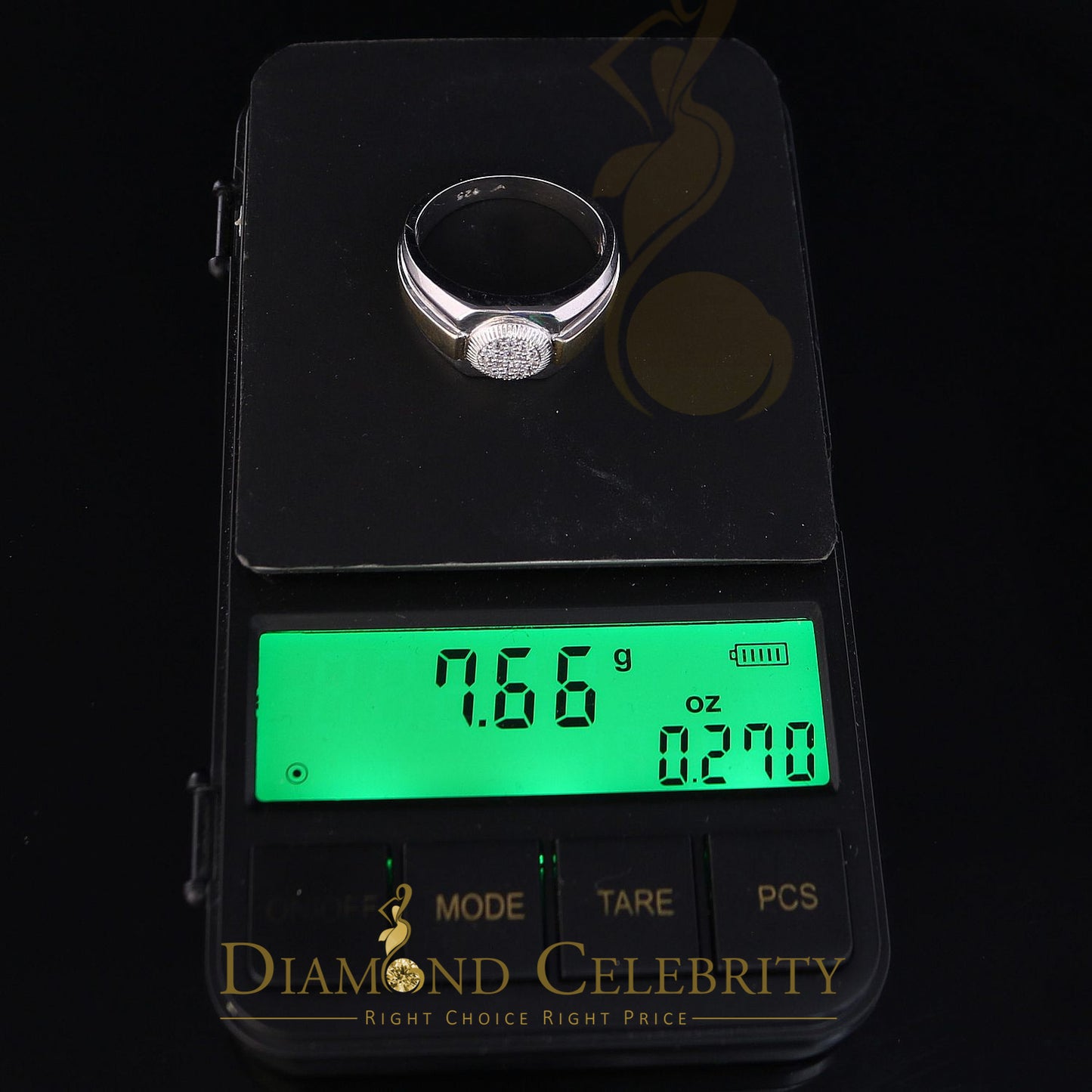 DiamondCelebritees 925 Silver White 0.38ct Cubic Zirconia Wide Men's Engagement Band Ring Size 11.5
