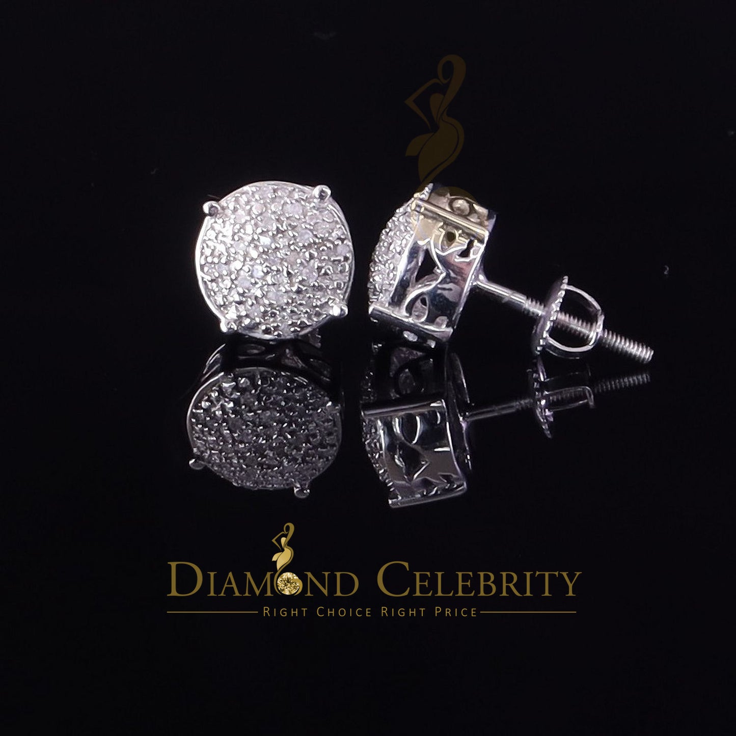 DiamondCelebritees 0.10ct Diamond 925 Sterling White Silver for Men's & Womens Stud Round Earring