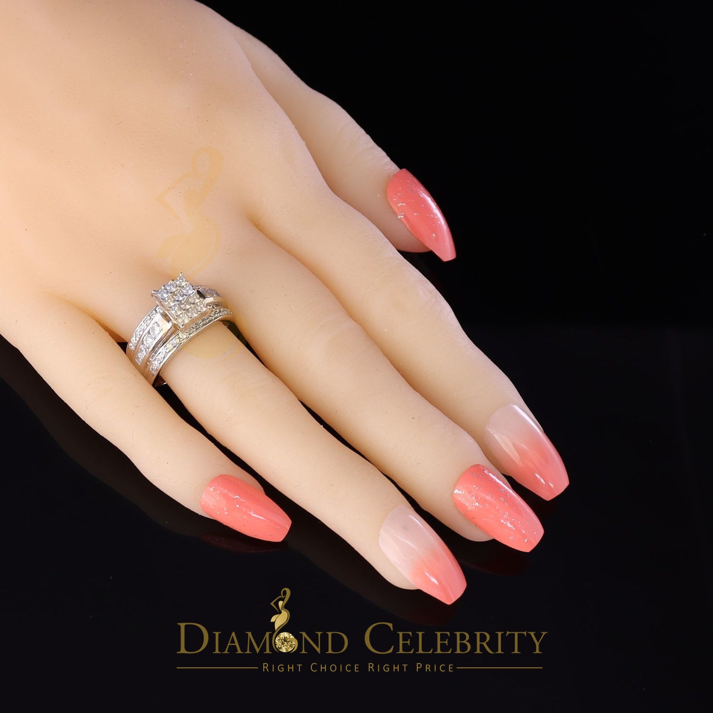 DiamondCelebritees 3.20ct White Cubic Zirconia 925 Silver Cinderella Womens Engagement Ring SZ 8