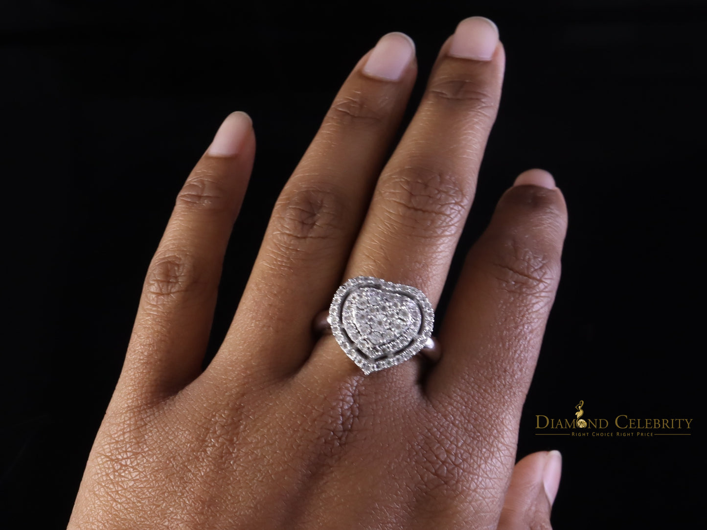 DiamondCelebritees New Puffy Heart Ring SZ 7 Real Diamond 0.25ct White 925 Sterling Silver Womens
