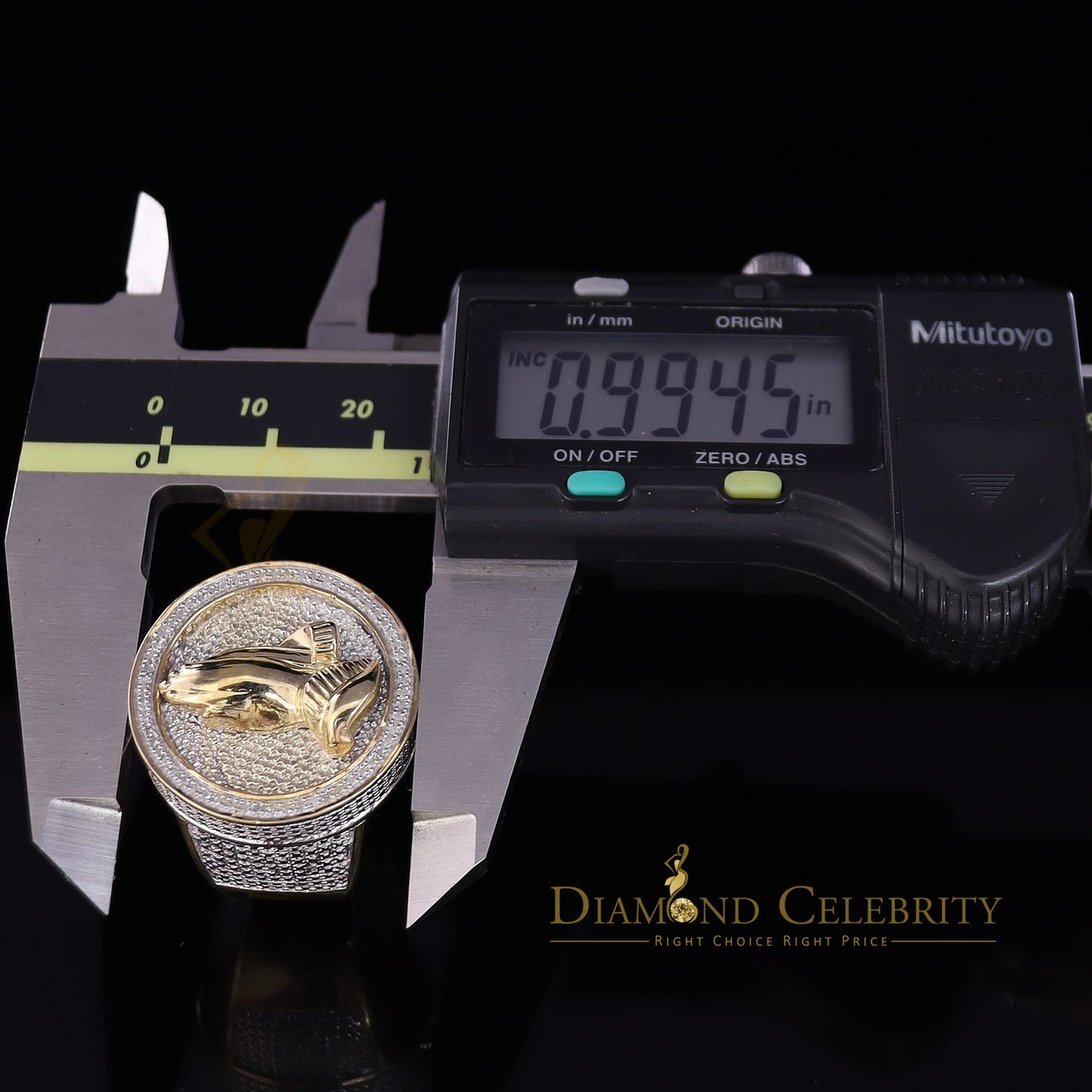DiamondCelebritees Real Diamond 0.25CT Men's Silver Yellow Round Adjustable Ring From SZ 11 to 13