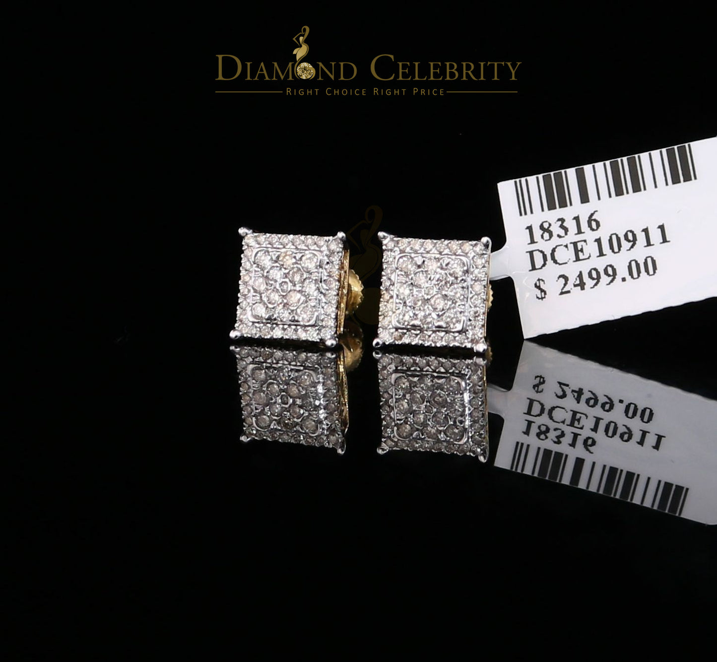 DiamondCelebritees10K Real Yellow Gold with 0.55CT Real Diamond Men's/Women's Stud Earrings