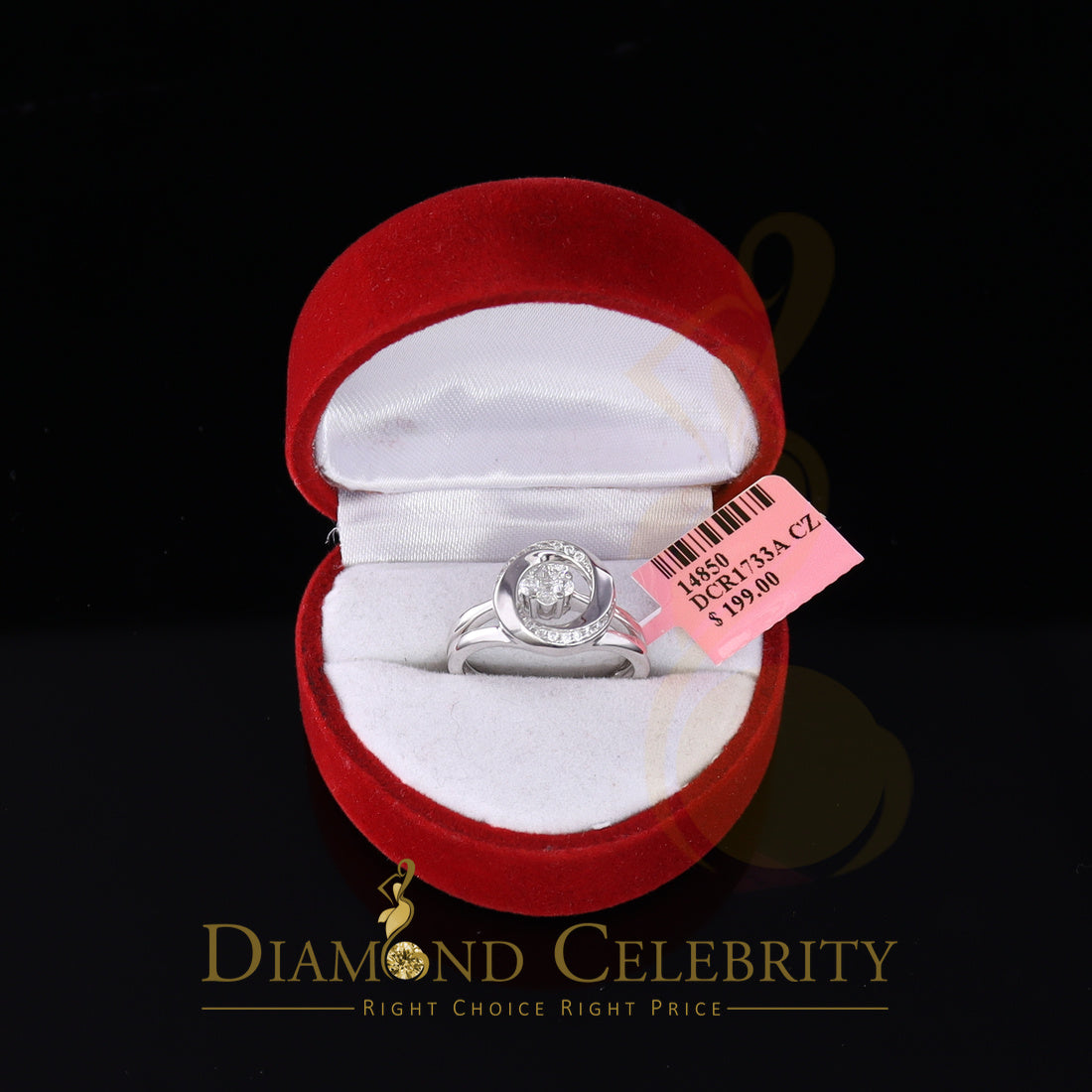 DiamondCelebritees 925 Sterling White Silver 0.45ct Cubic Zirconia Floral Bridal Womens Ring Size 6