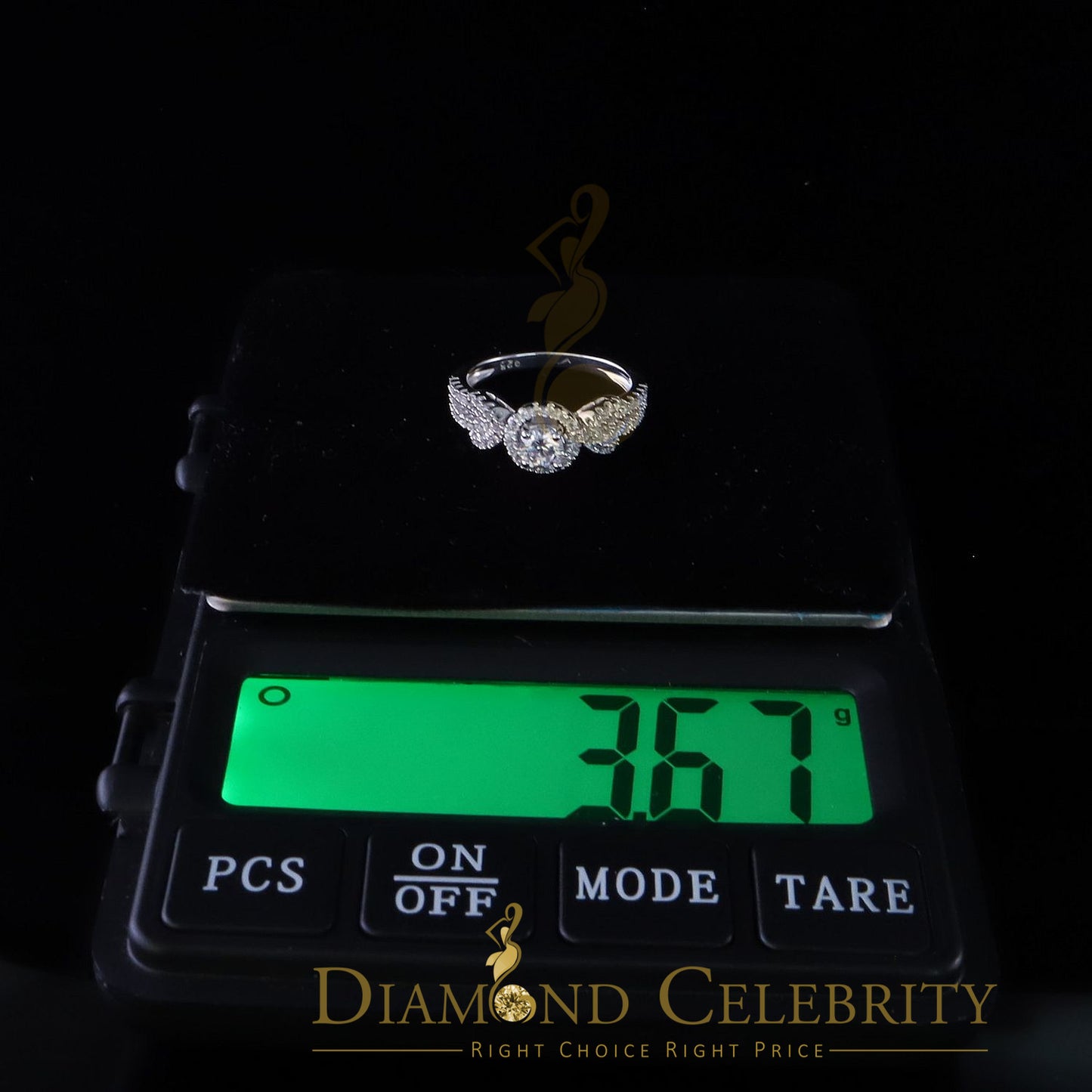 DiamondCelebritees Diamond Celebrity Sterling Silver 925 White 64 Cubic Zirconia Women's Ring SZ 8