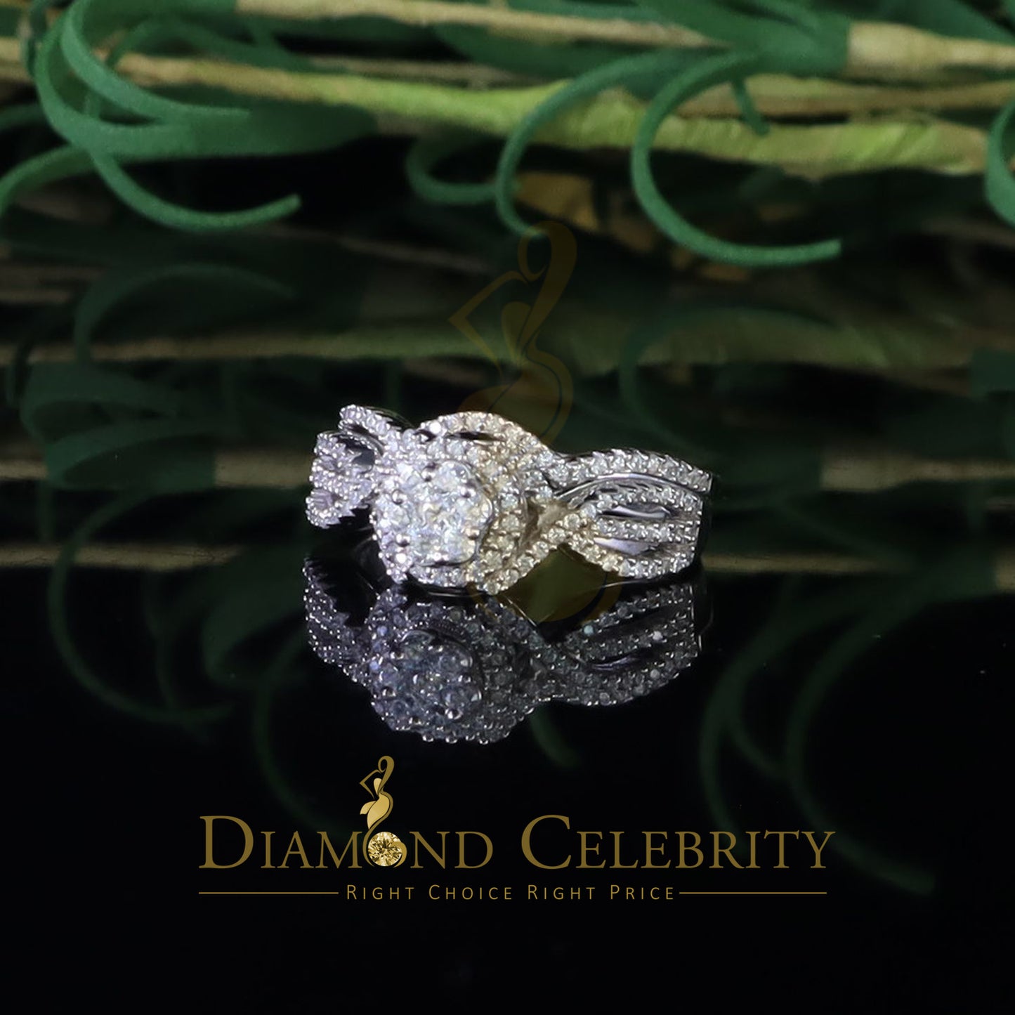 DiamondCelebritees 1.60ct Cubic Zirconia White 925 Silver Men's/ Women 2PC Bridal Rings Size 7