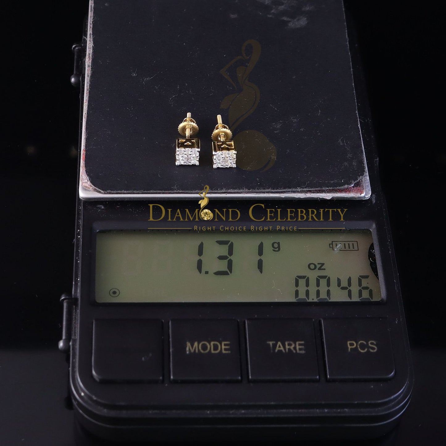 DiamondCelebritees Women's/Men's 925 Silver Yellow 0.50ct VVS 'D' Moissanite Square Stud Earrings