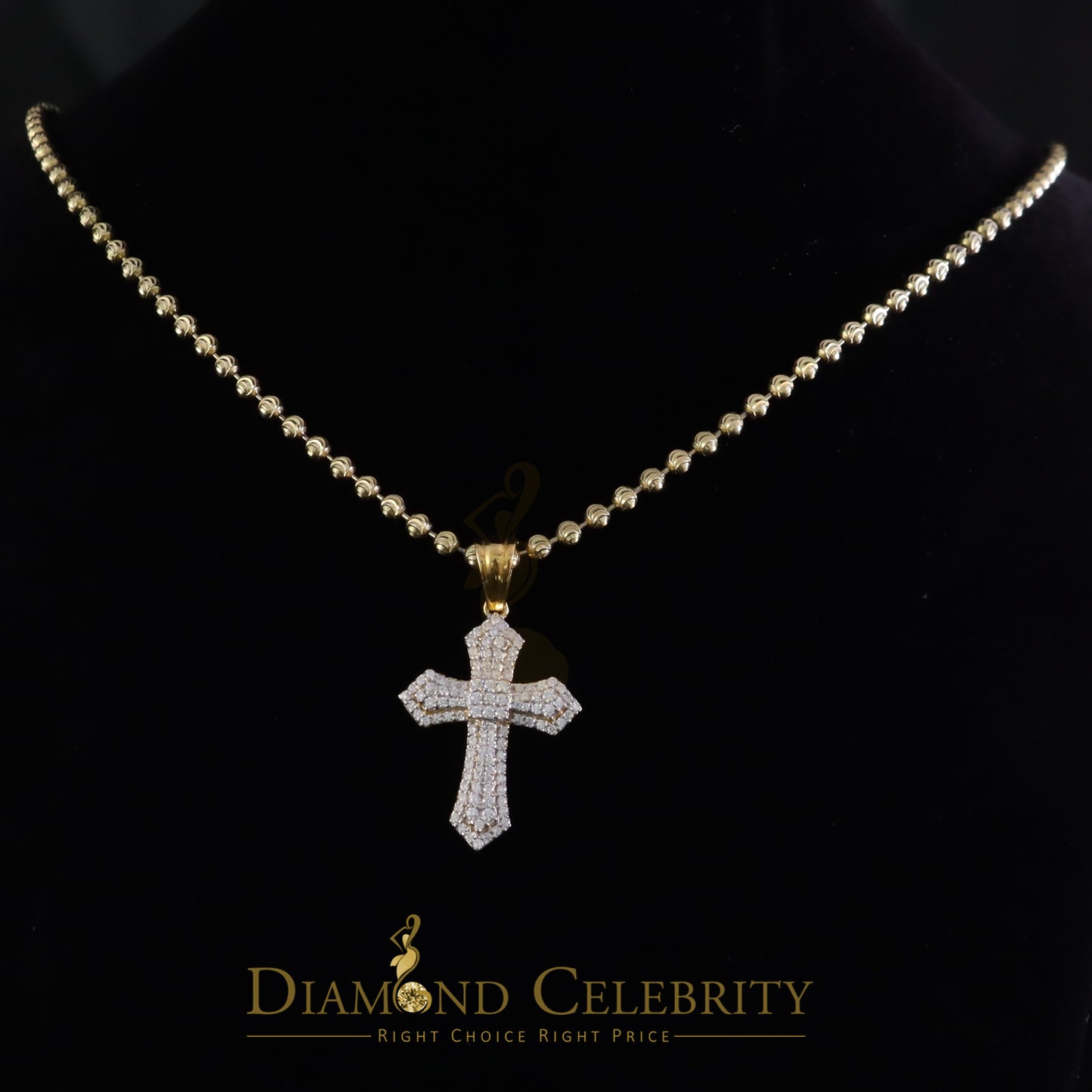 Diamondcelebritees New Pantone 925 Yellow Sterling Silver 1.00ct VVS D Clr Moissanite Cross Pendant
