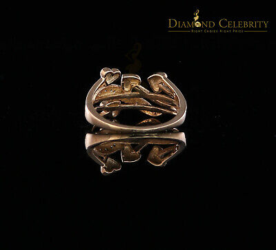 DiamondCelebritees Real 0.05CT Real Diamond Real 10kt Yellow Gold Womens HEART ARROW Ring Size 6.5