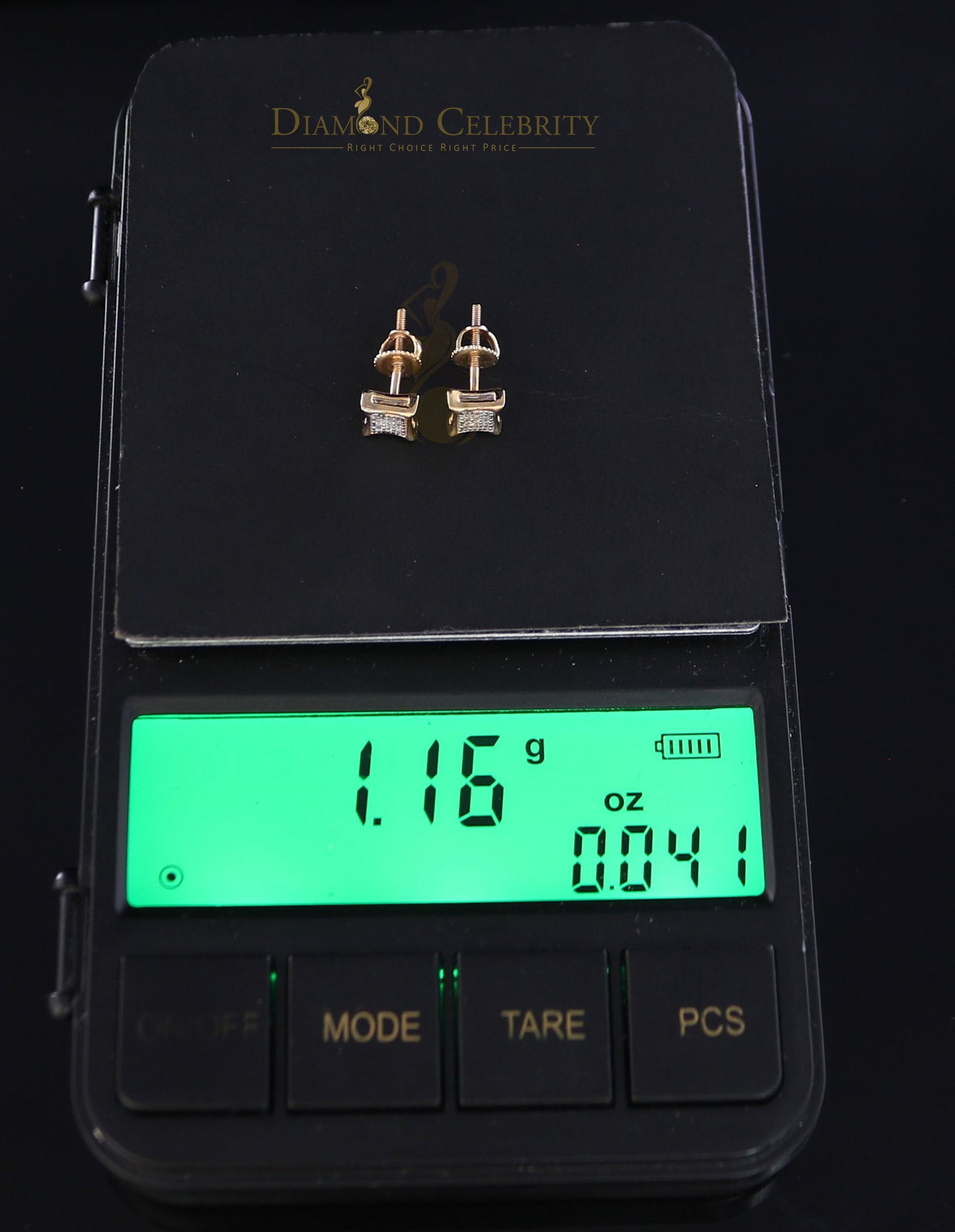 DiamondCelebritees 10K Real Yellow Gold with 0.05ct Real Diamond Square Stud Earring for Men/Women